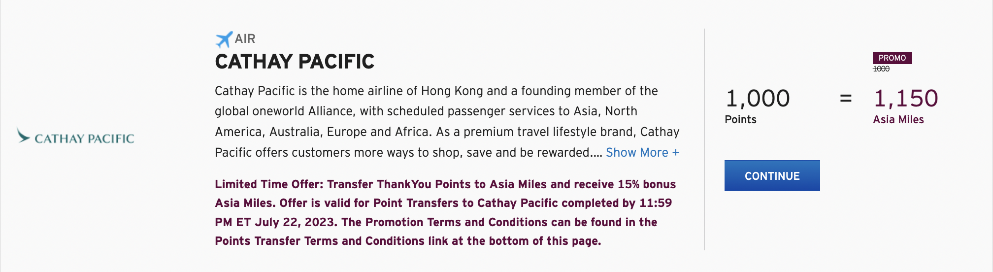 Citi ThankYou transfer bonus to Cathay Pacific Asia Miles Citi ThankYou transfer bonus to Cathay Pacific Asia Miles