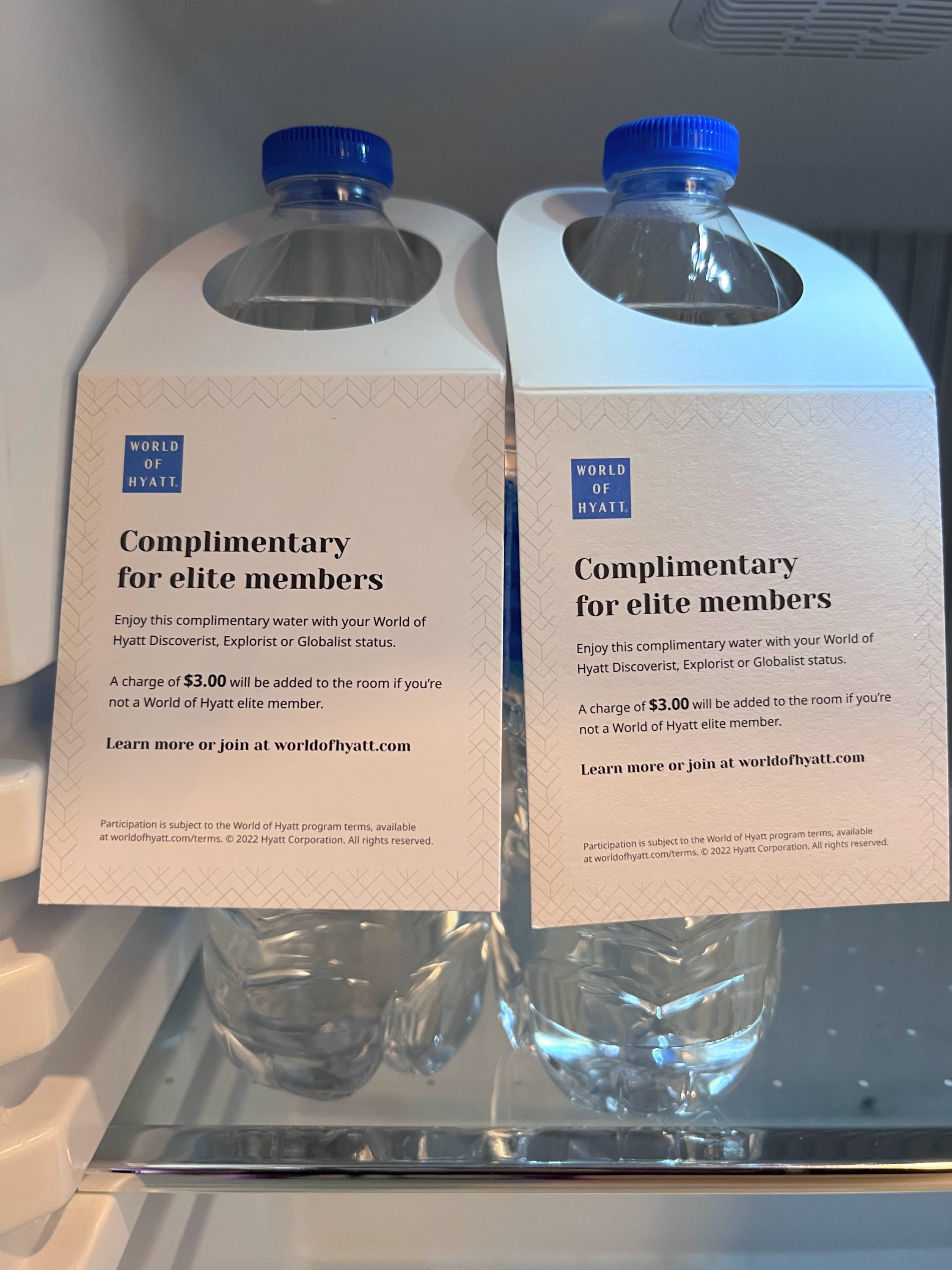 Complimentary water for World of Hyatt members at Hyatt Regency Salt Lake City Complimentary water for World of Hyatt members at Hyatt Regency Salt Lake City