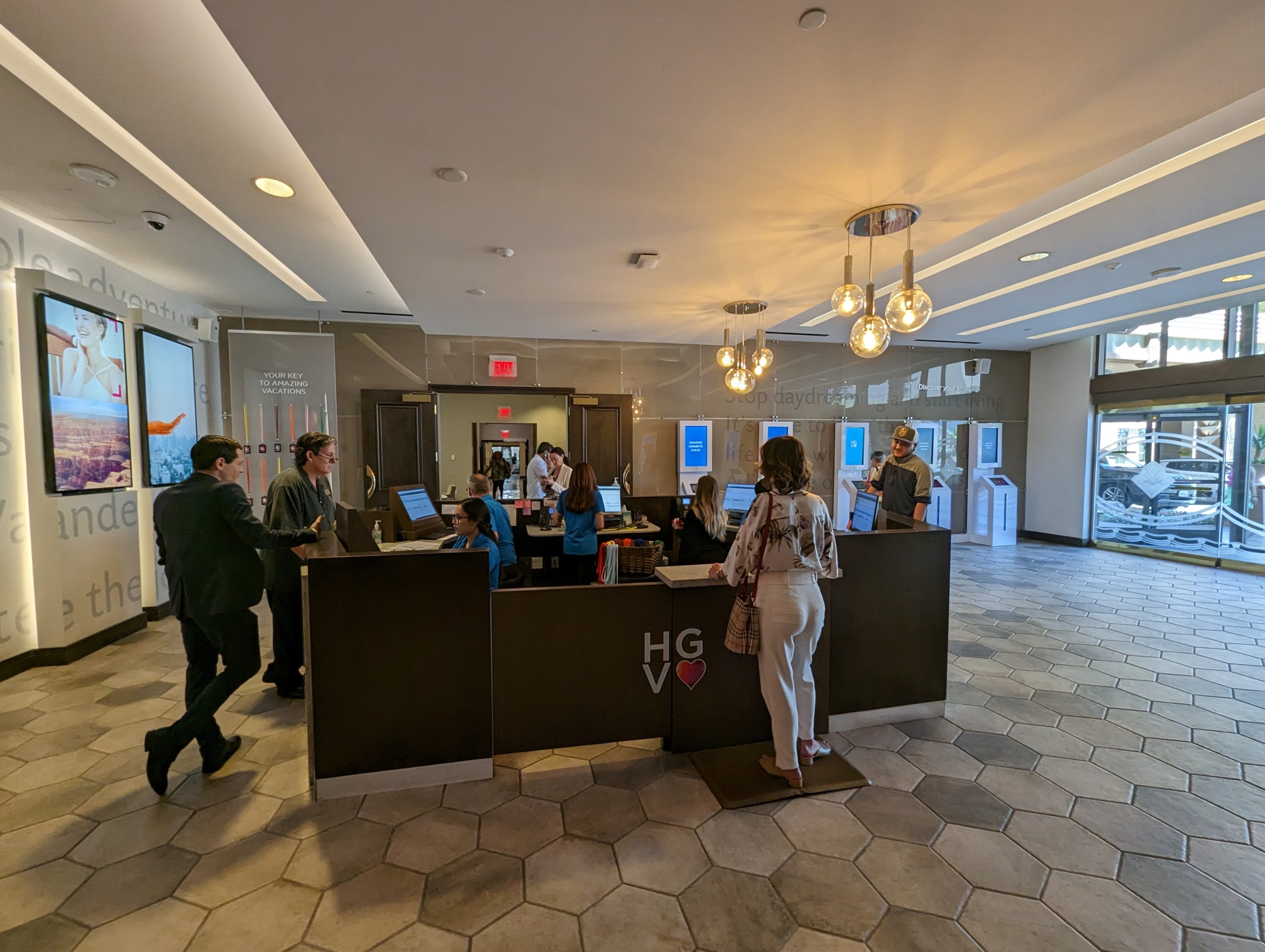 Hilton Grand Vacations timeshare presentation welcome desk