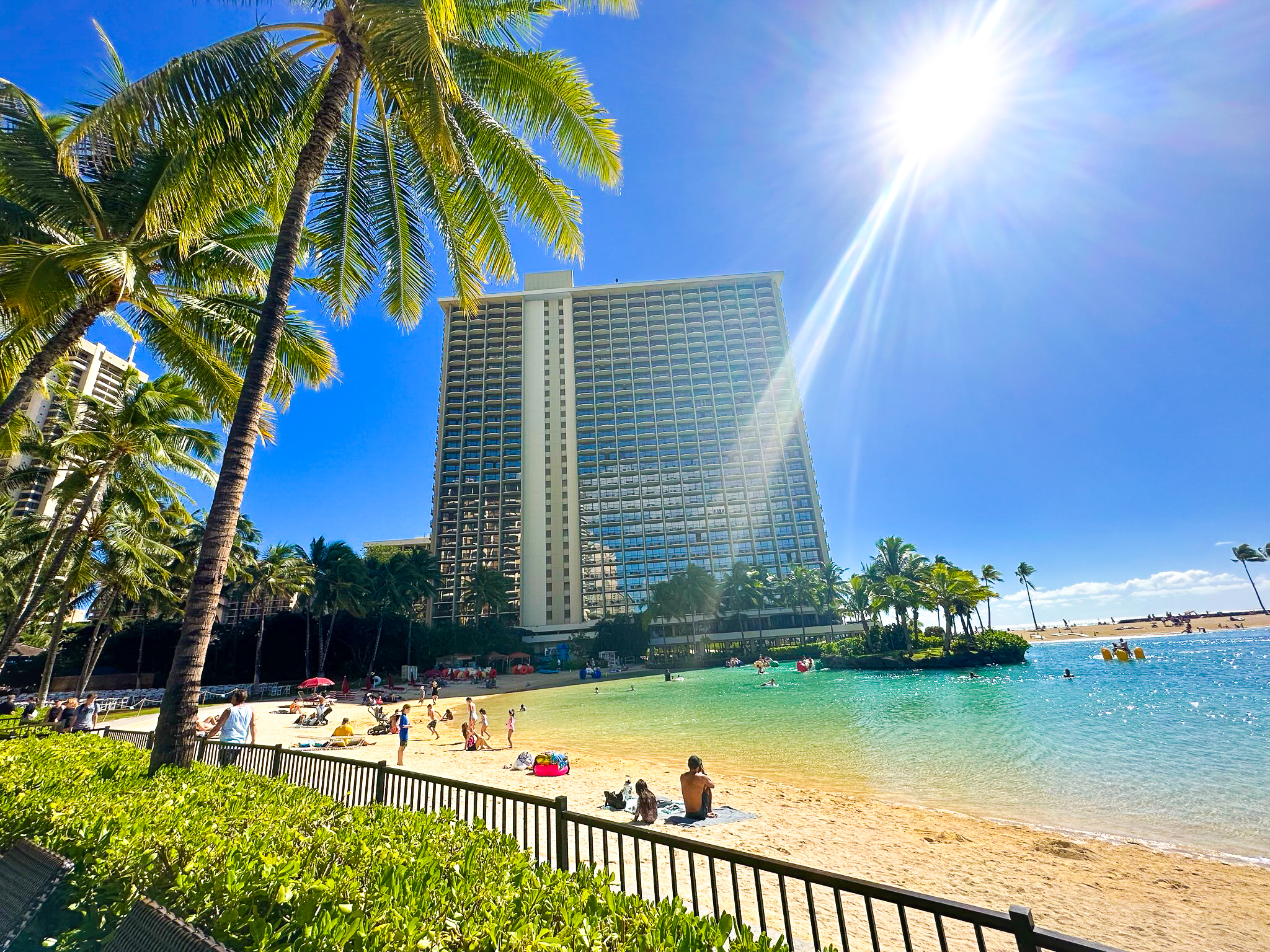 Hilton Hawaiian Village rainbow tower and lagoon