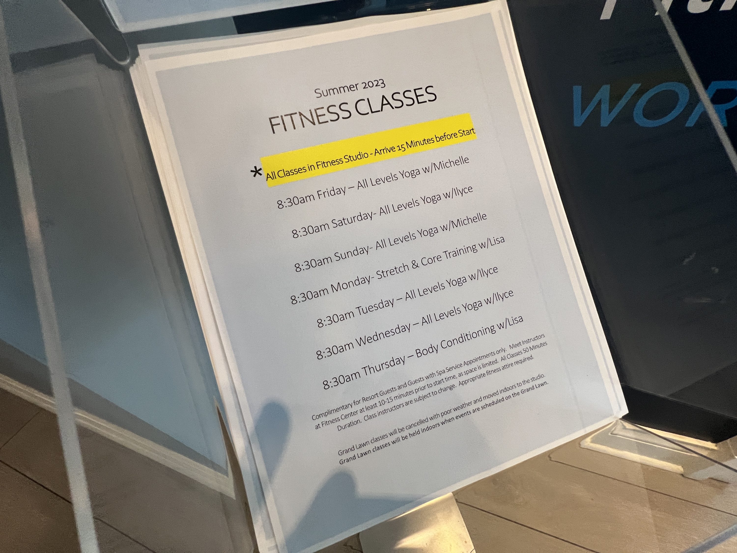 Ritz-Carlton Key Biscayne Fitness classes