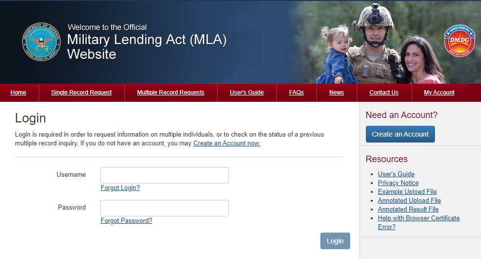 Military Lending Act Website