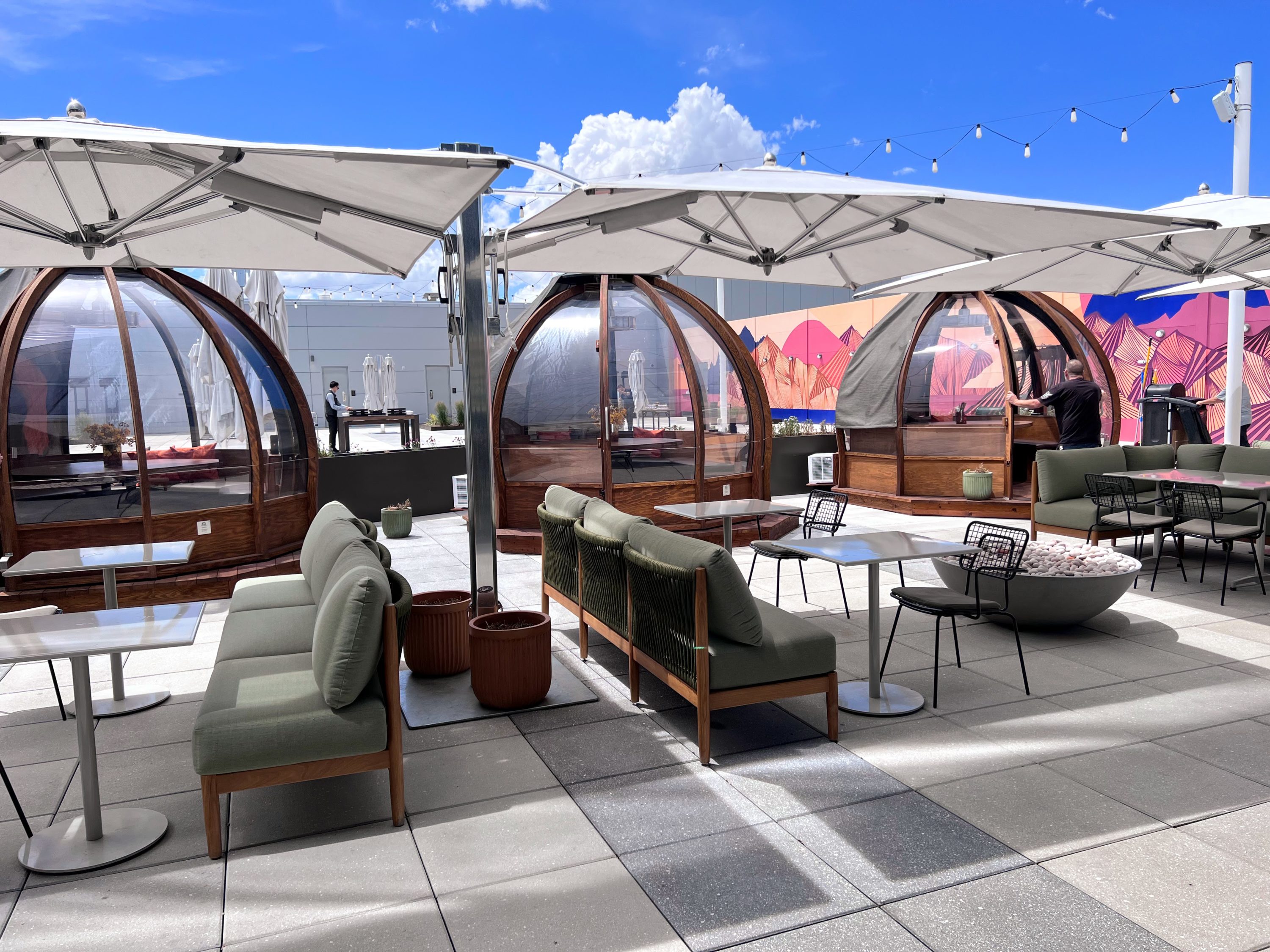 Outdoor patio and domes at Mar Muntanya Outdoor patio and domes at Mar Muntanya