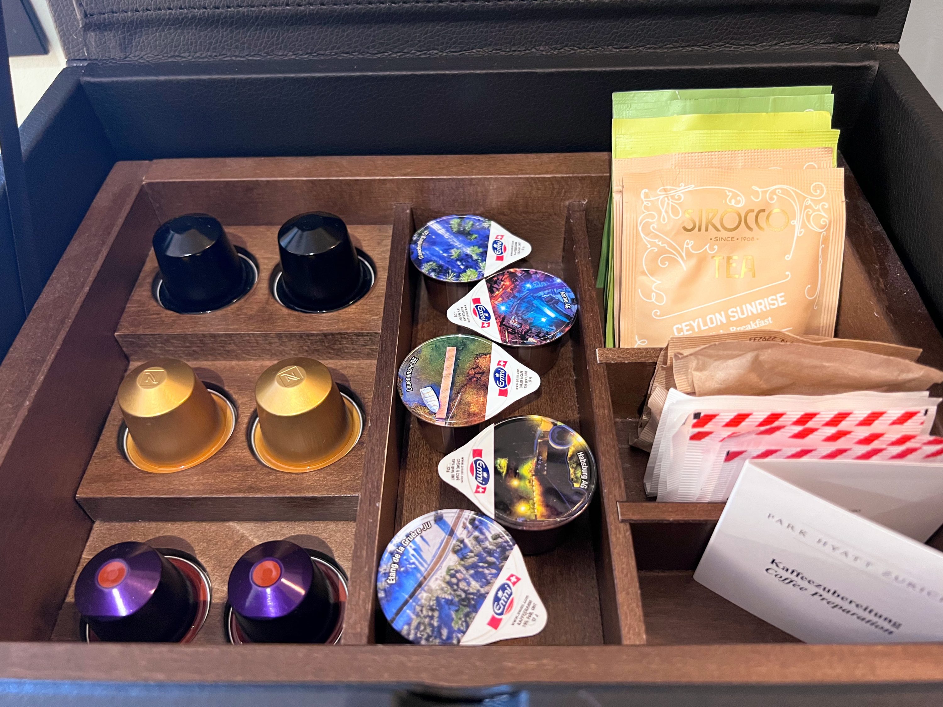 Park Hyatt Zurich in room coffee and tea selections