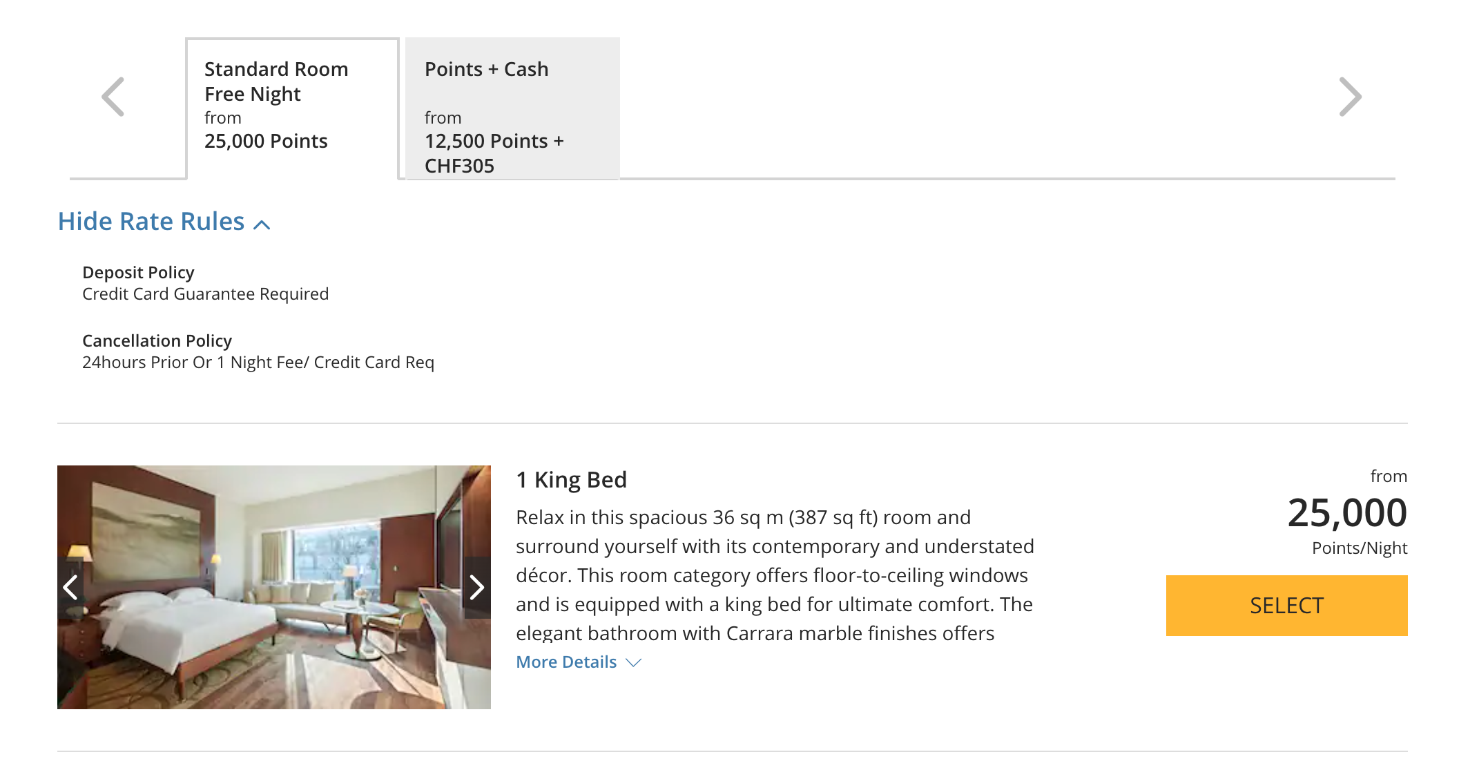 Park Hyatt Zurich points cost