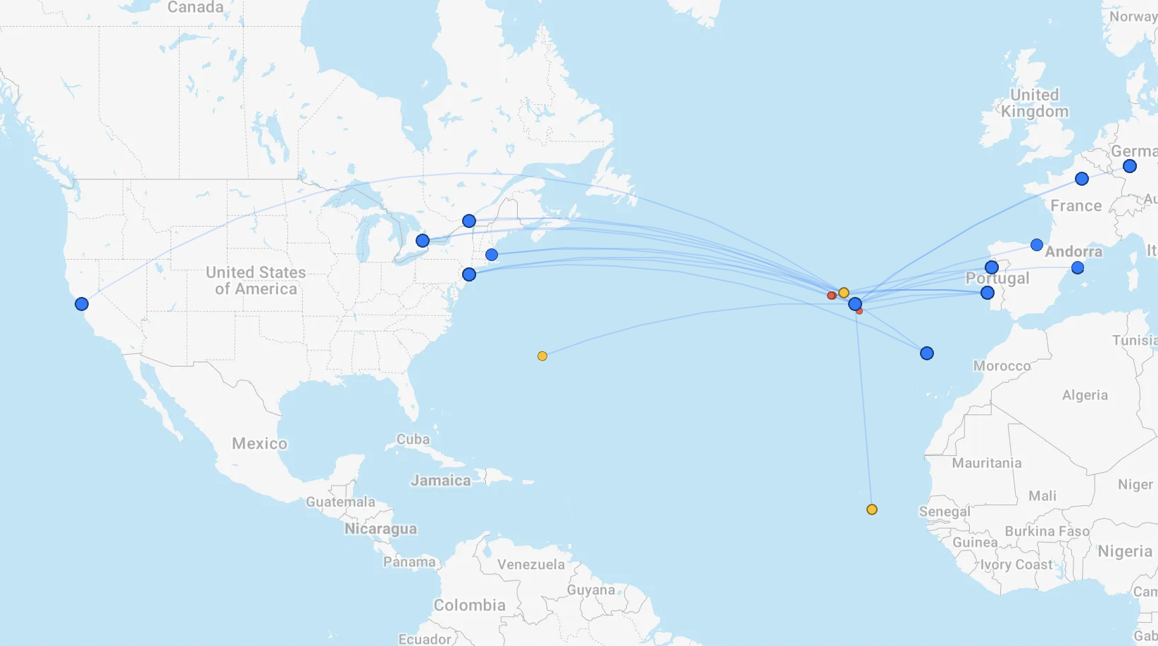 SATA Azores Airlines route network SATA Azores Airlines route network