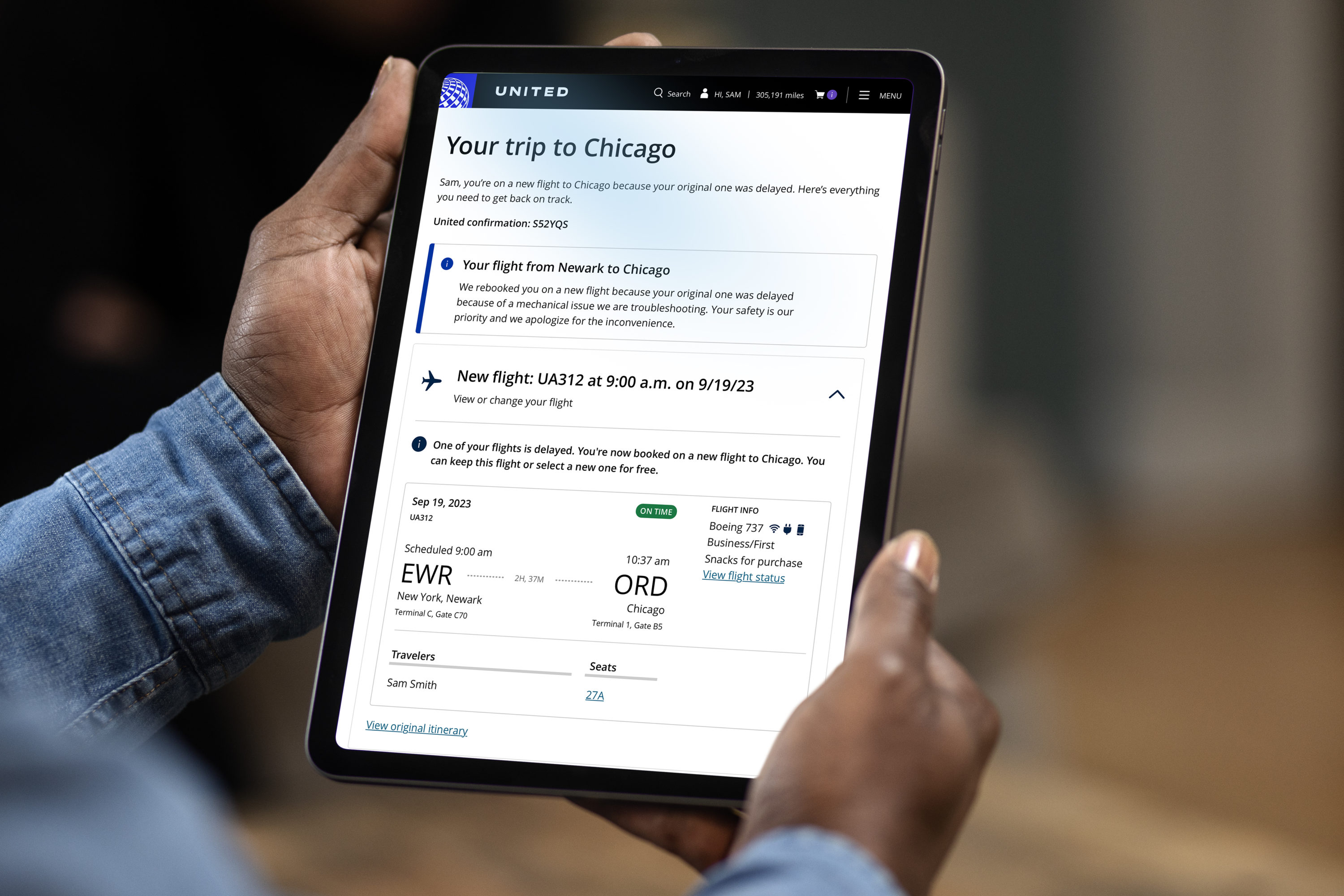 United Airlines App Feature iPad