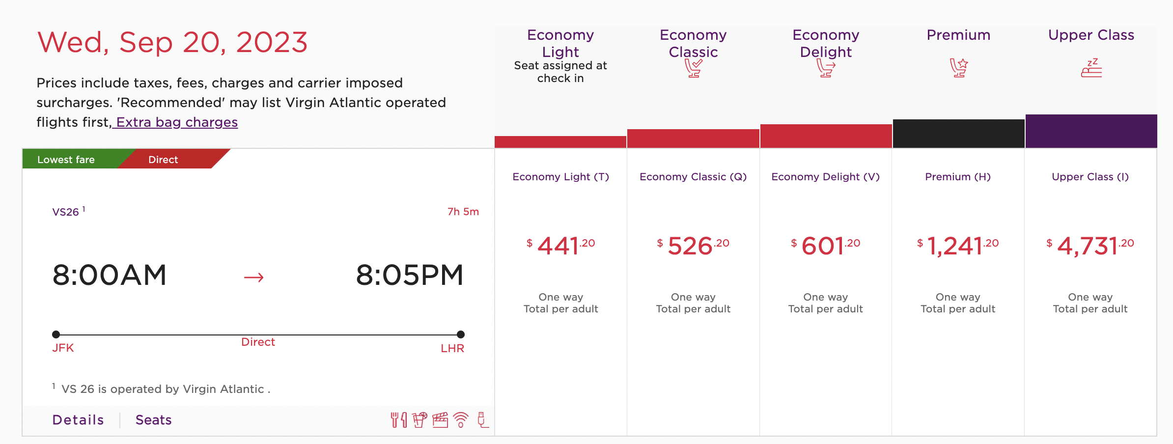Virgin Atlantic Economy versus Premium Economy Price Virgin Atlantic Economy versus Premium Economy Price