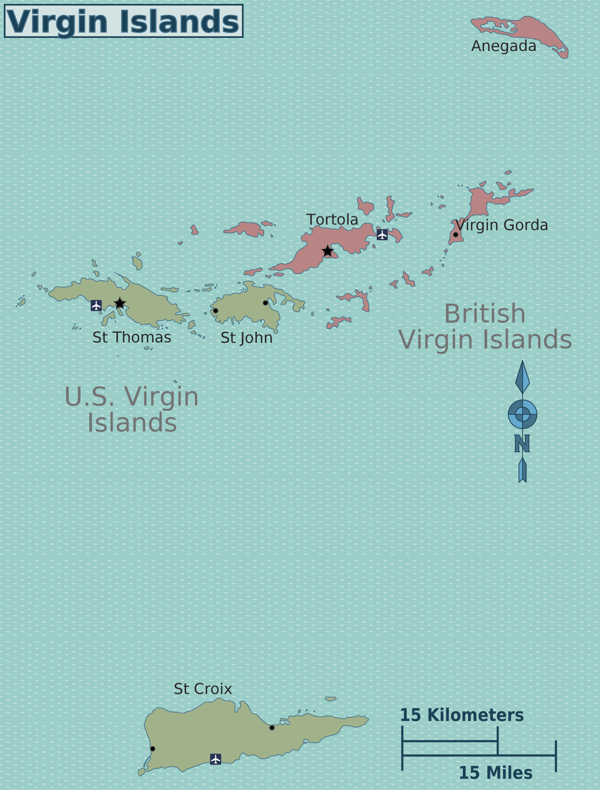 Virgin Islands regions map Virgin Islands regions map
