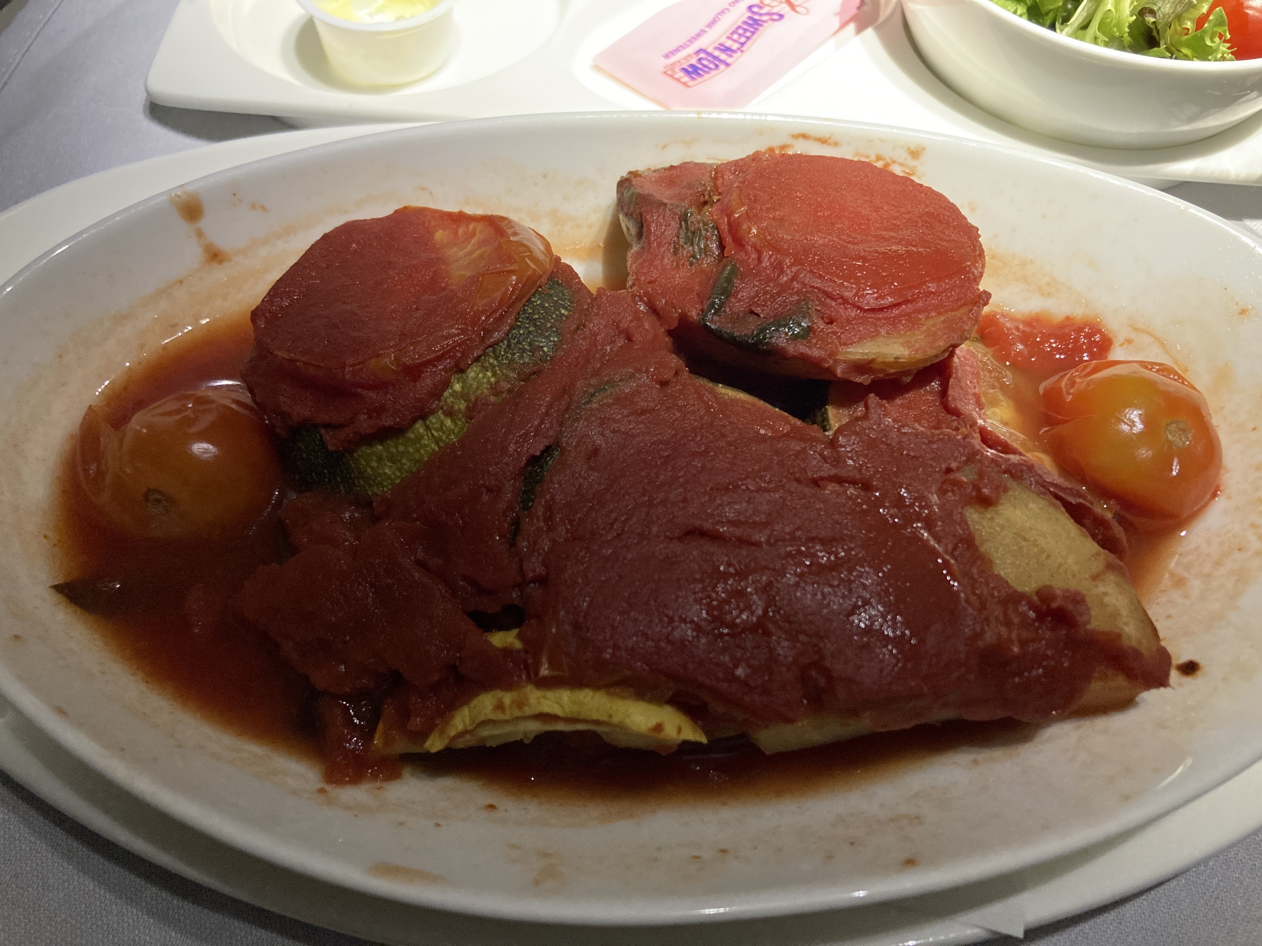 British Airways A350 1000 Club Suites review LAS LHR dinner hot dish 