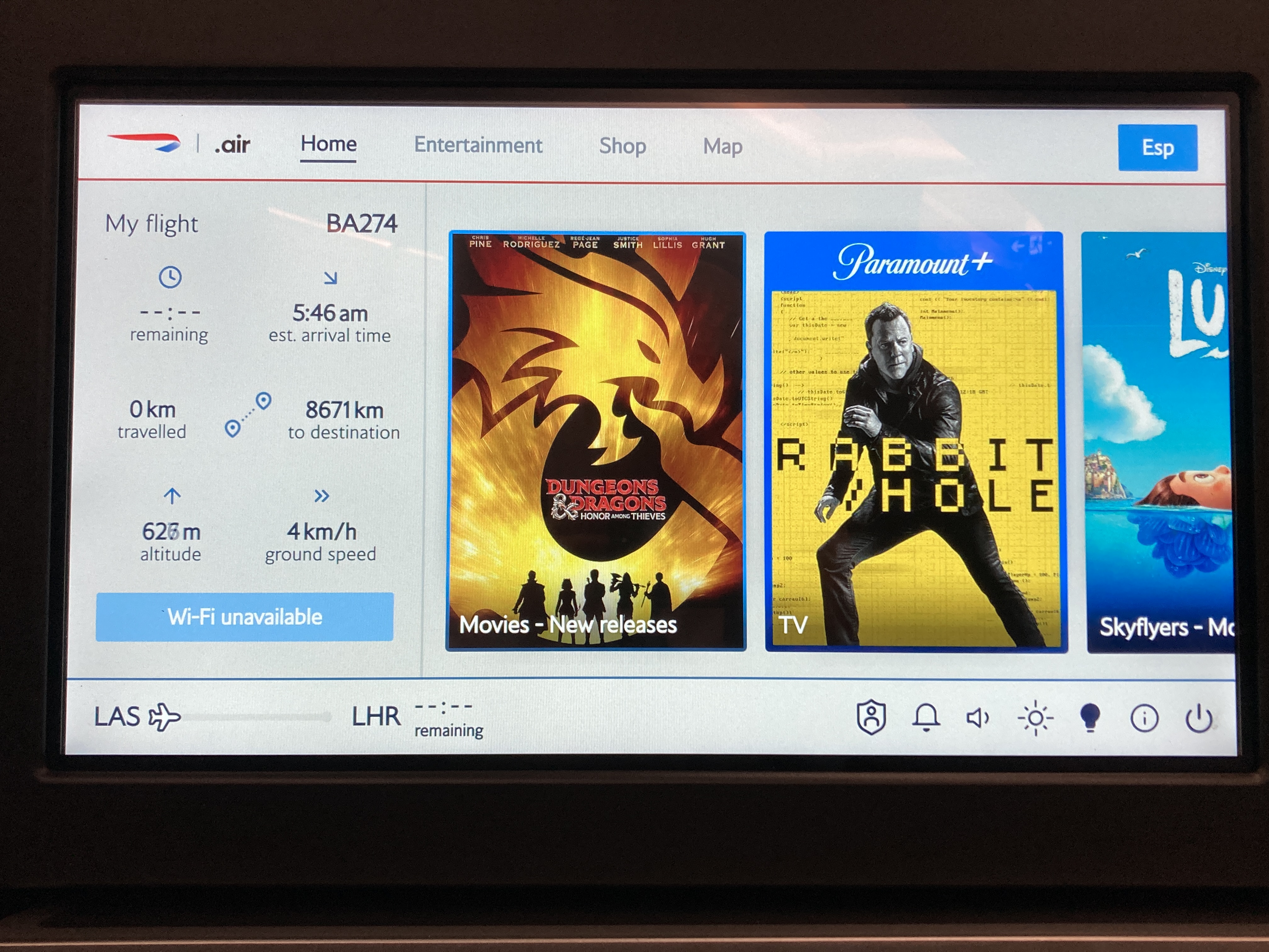 British Airways A350 1000 Club Suites review LAS LHR entertainment home screen