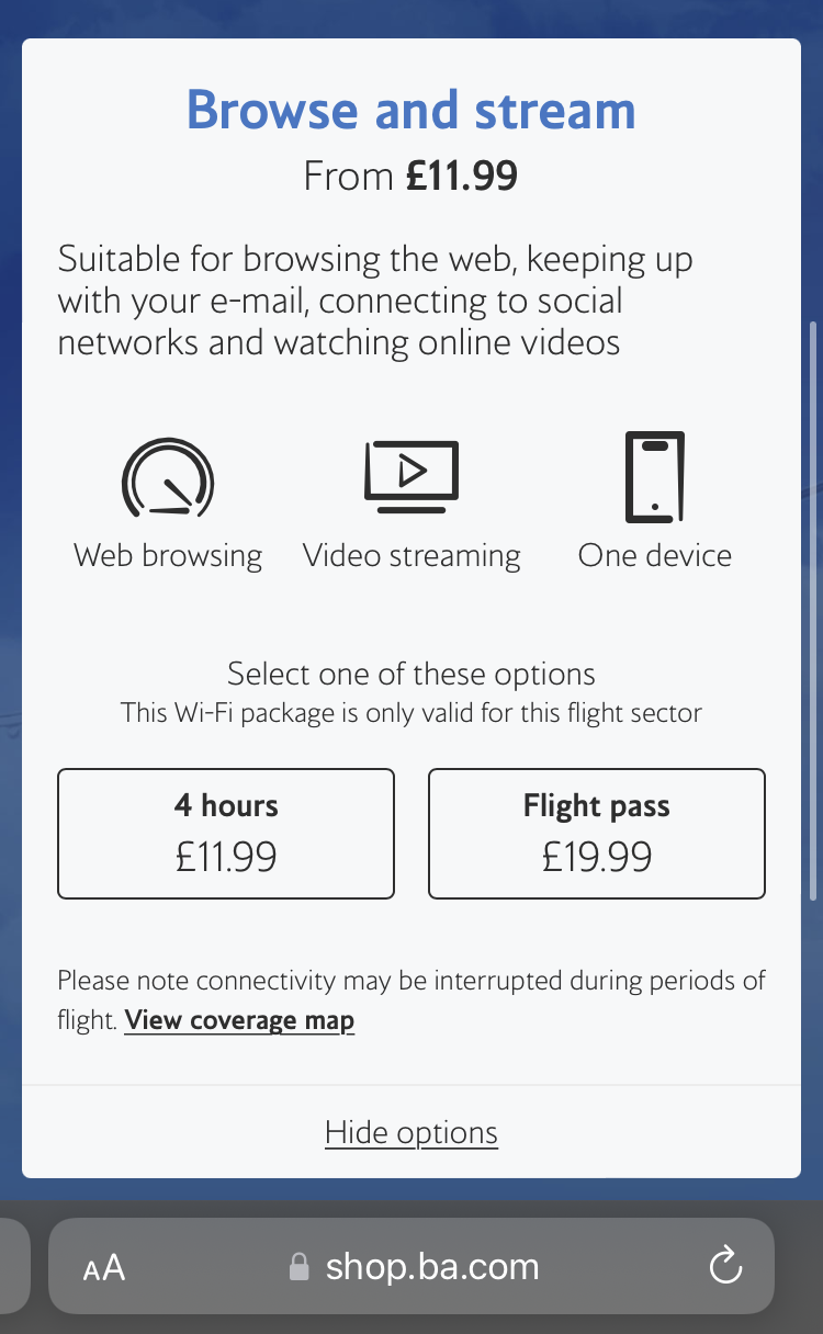 British Airways A350 1000 Club Suites review LAS LHR wifi browsing plan cost