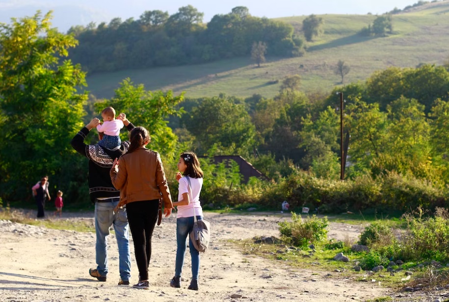 Family Walking on Vacation
