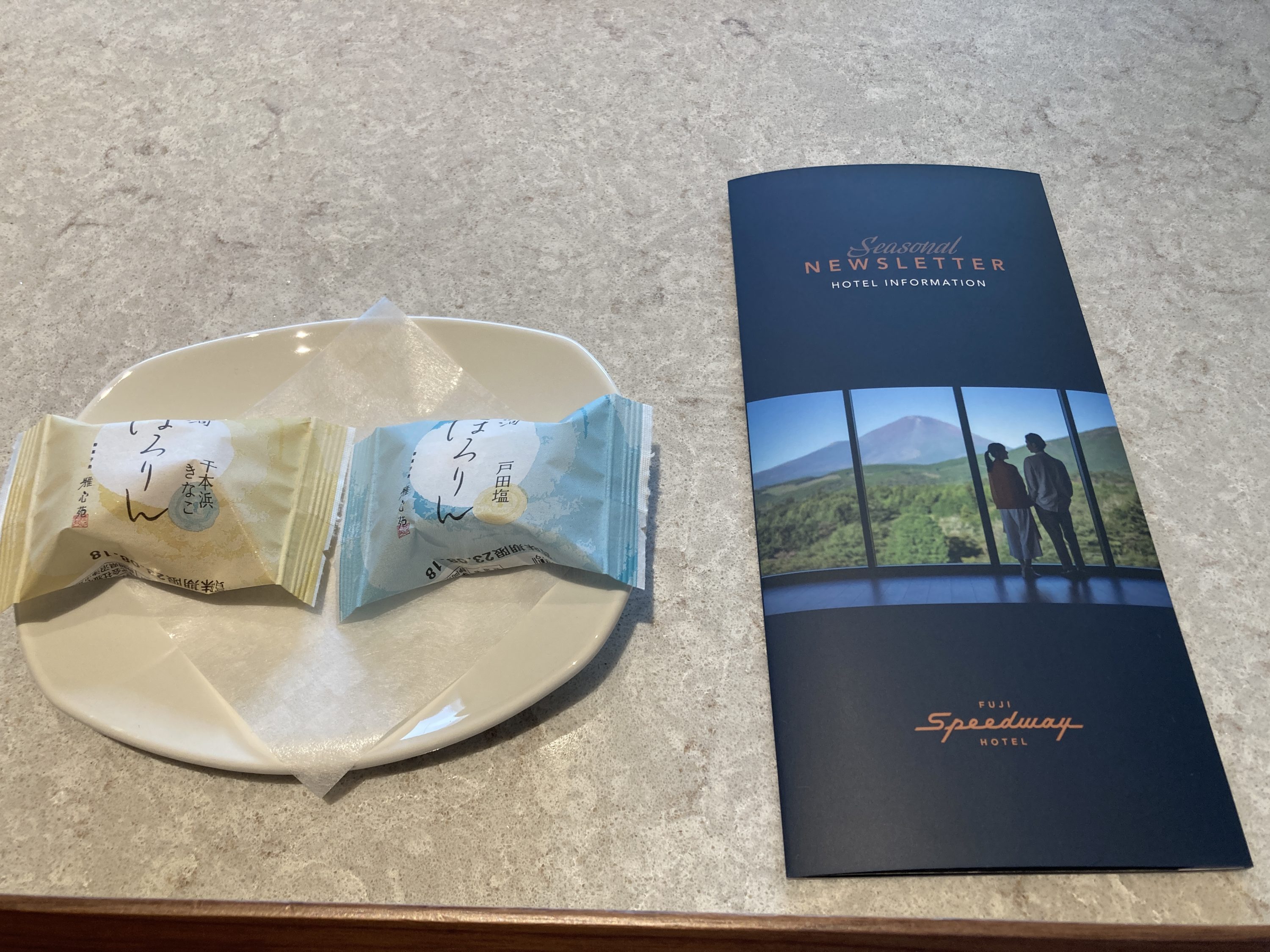 Fuji Speedway Hotel Grand Prix Corner King Suite living room hotel brochure snacks
