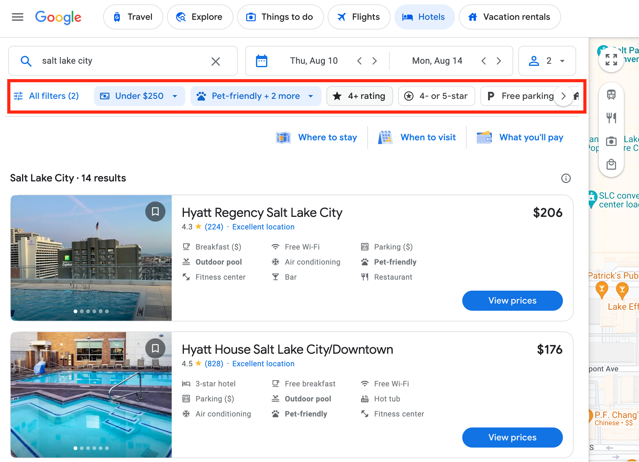 Google Hotel filter options Google Hotel filter options
