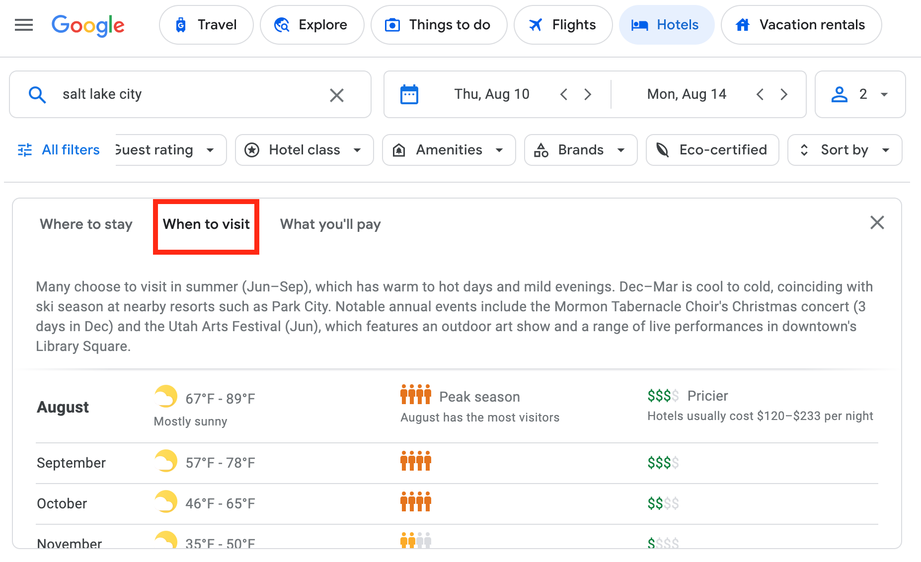 Google Hotels When to visit Google Hotels When to visit