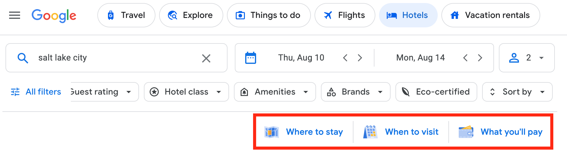Google Hotels extra features Google Hotels extra features