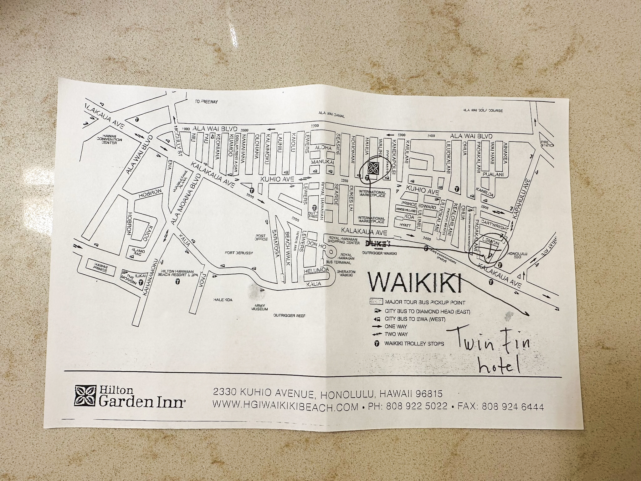 Hilton Garden Inn Waikiki Beach map