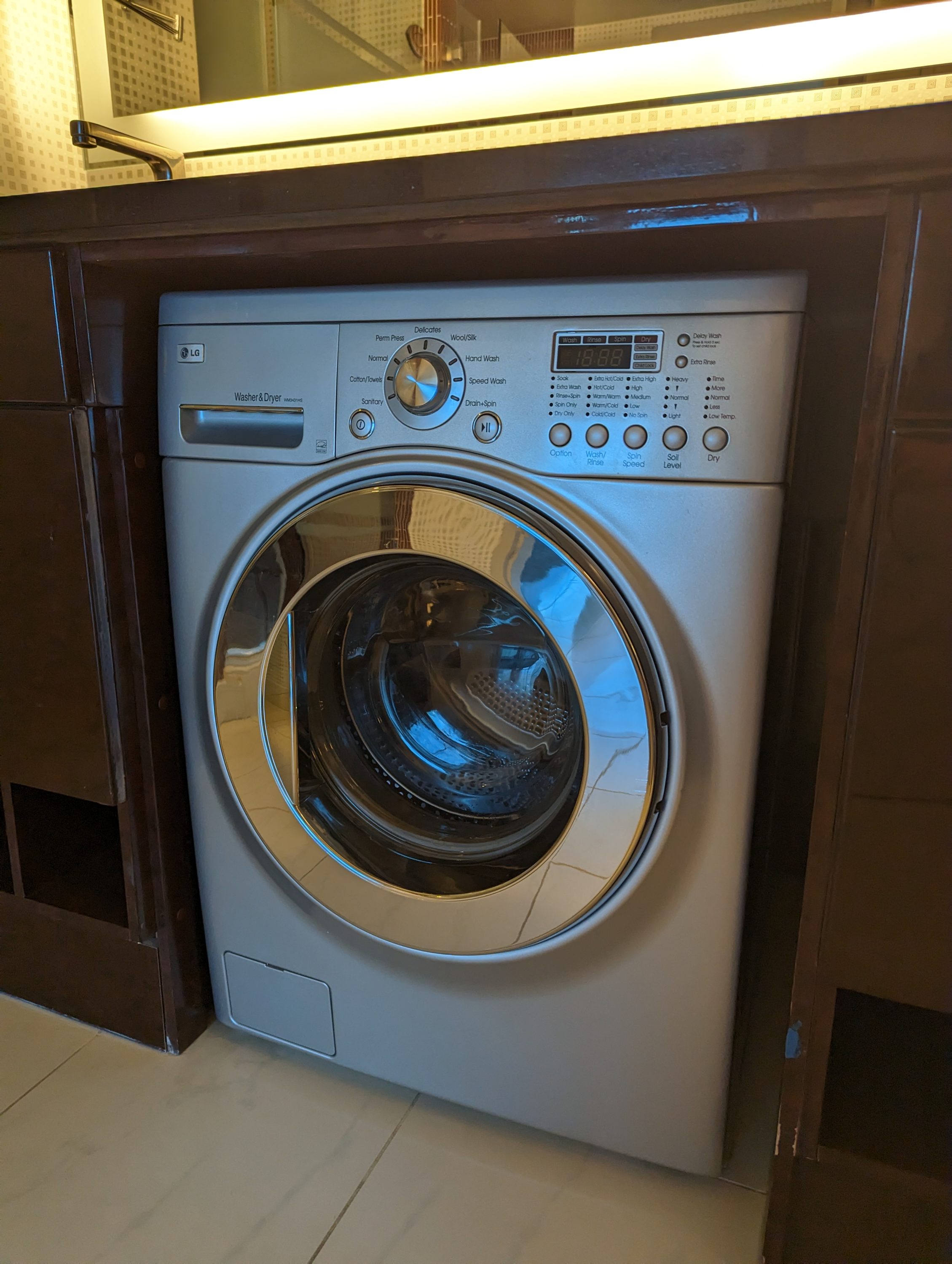 Hilton Grand Vacations Elara Las Vegas bathroom washer dryer