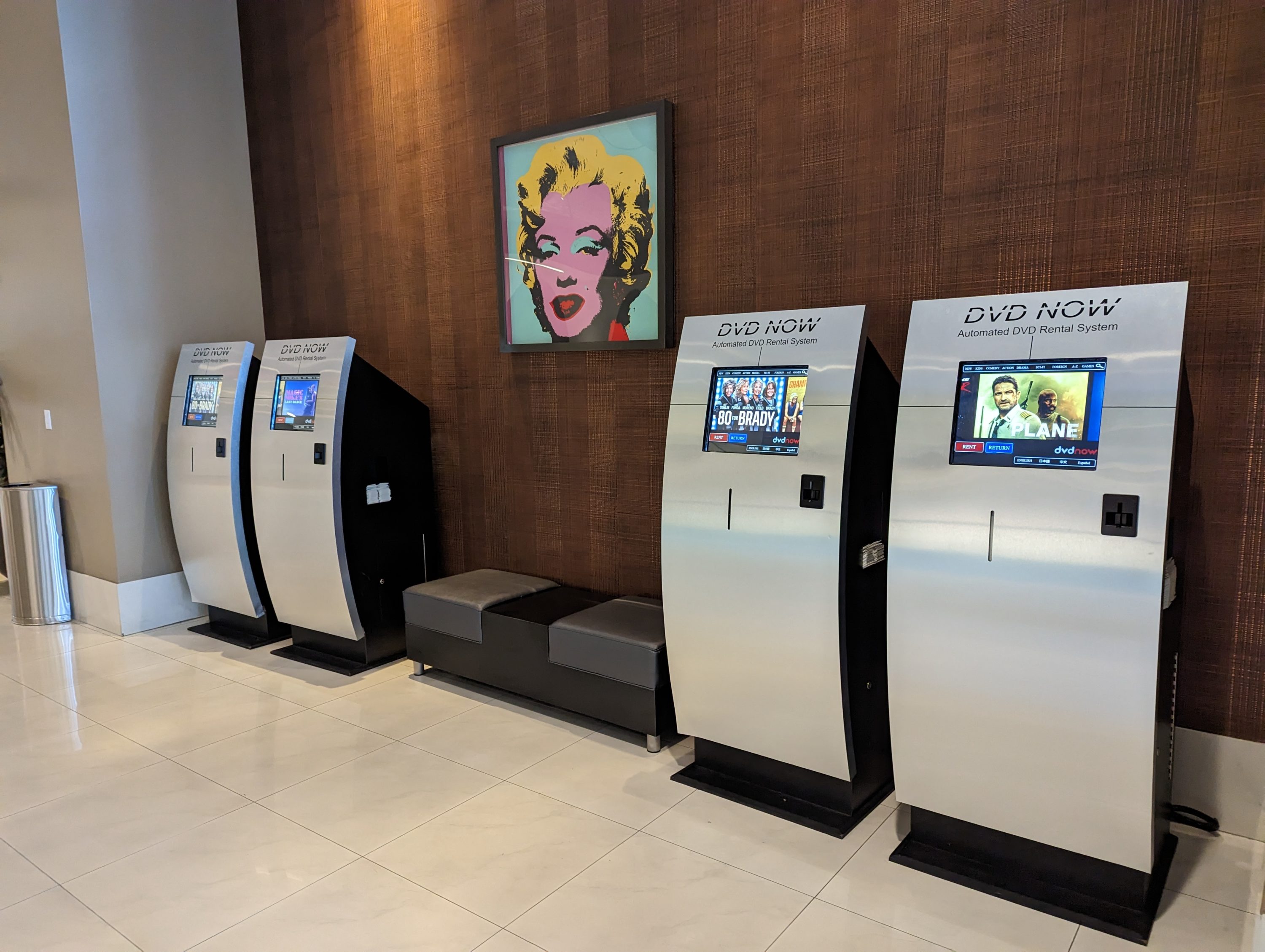 Hilton Grand Vacations Elara Las Vegas lobby DVD rental machine