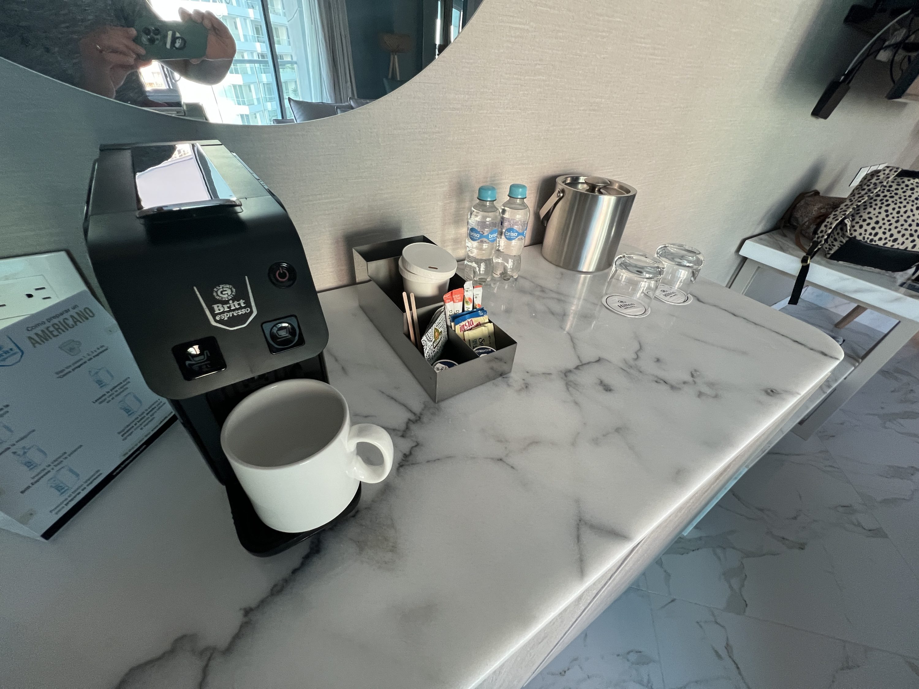 Hilton Santa Marta Junior Suite Coffee Maker and Waters Hilton Santa Marta Junior Suite Coffee Maker and Waters