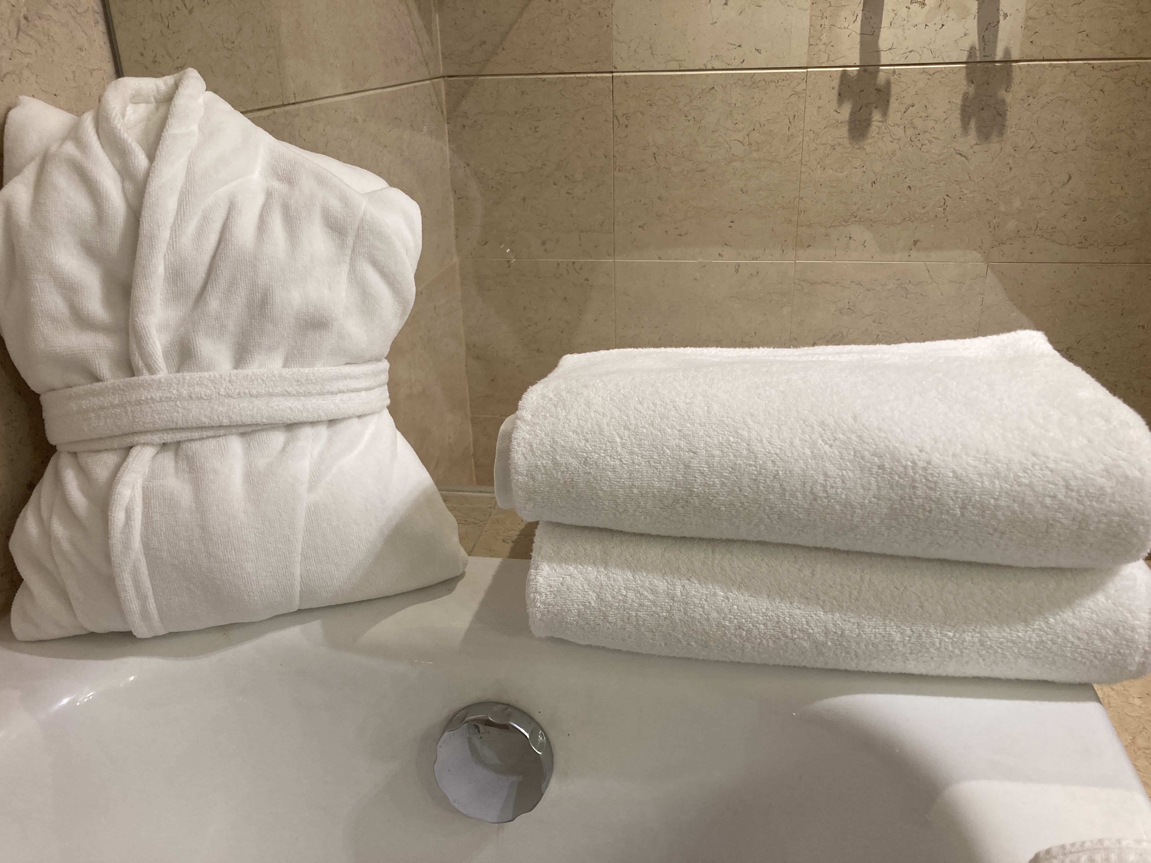 Hyatt Regency Casablanca junior suite bathroom towels robe Hyatt Regency Casablanca junior suite bathroom towels robe