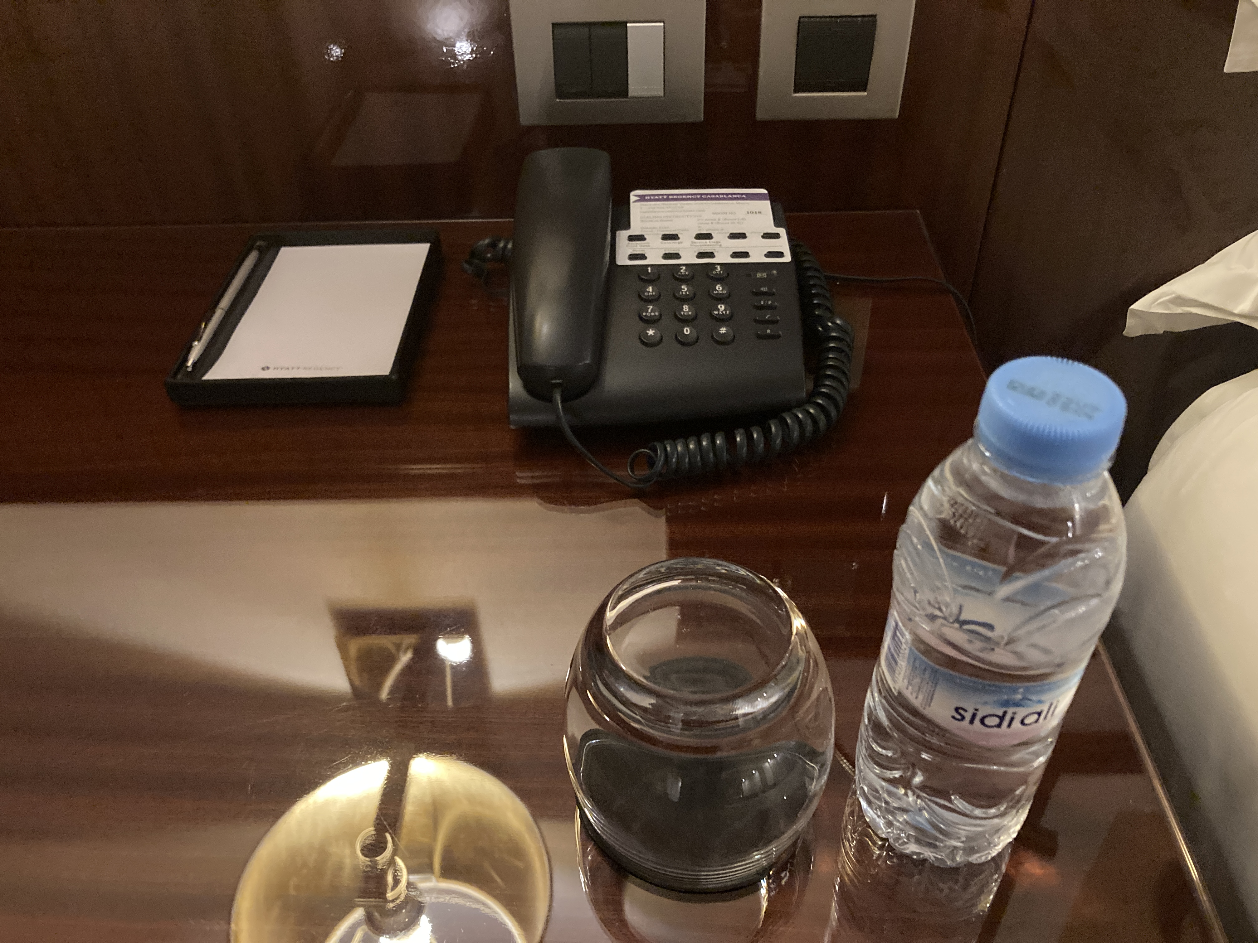 Hyatt Regency Casablanca junior suite bedroom night stand amenities Hyatt Regency Casablanca junior suite bedroom night stand amenities