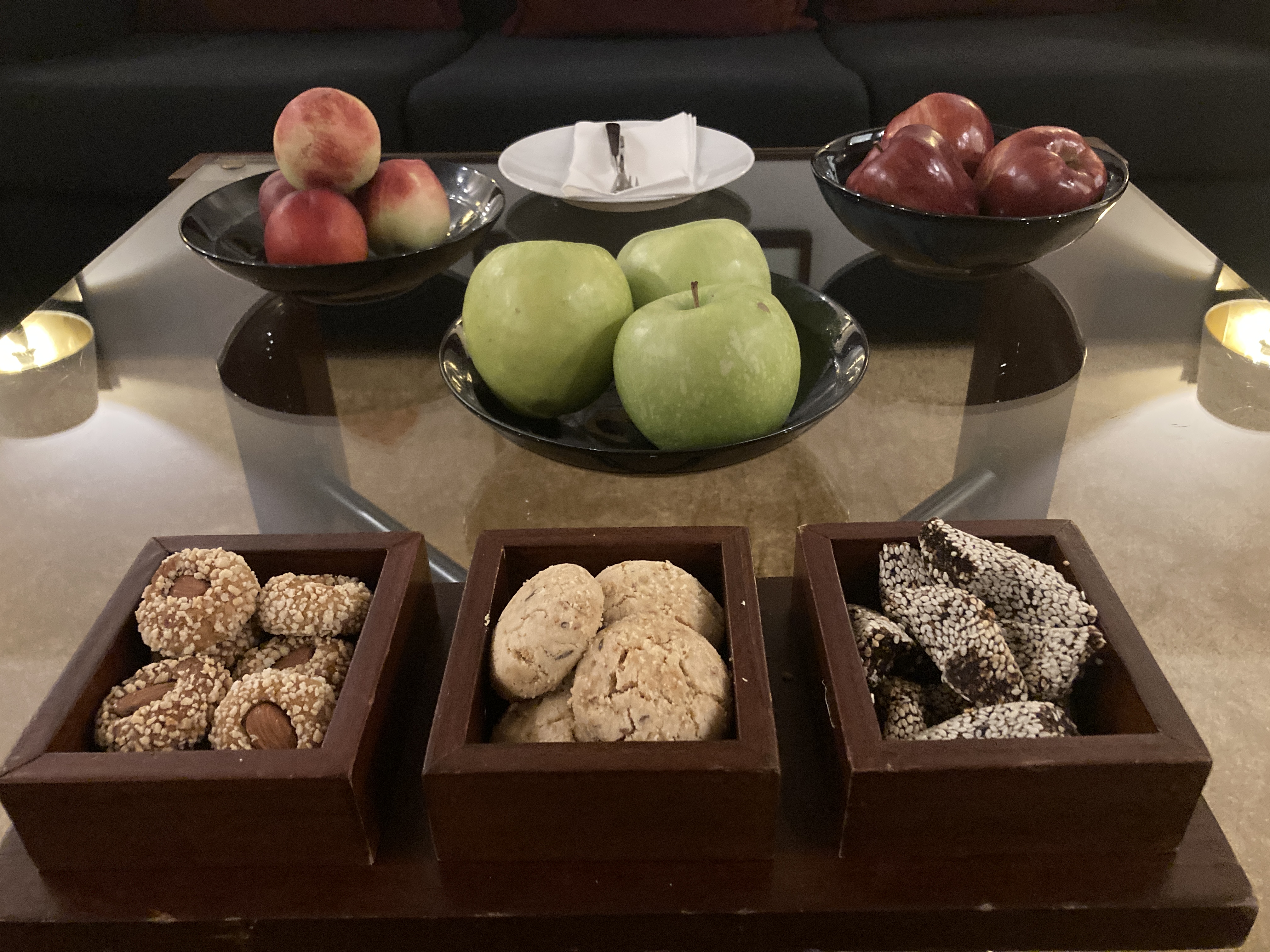 Hyatt Regency Casablanca junior suite living room welcome snacks Hyatt Regency Casablanca junior suite living room welcome snacks
