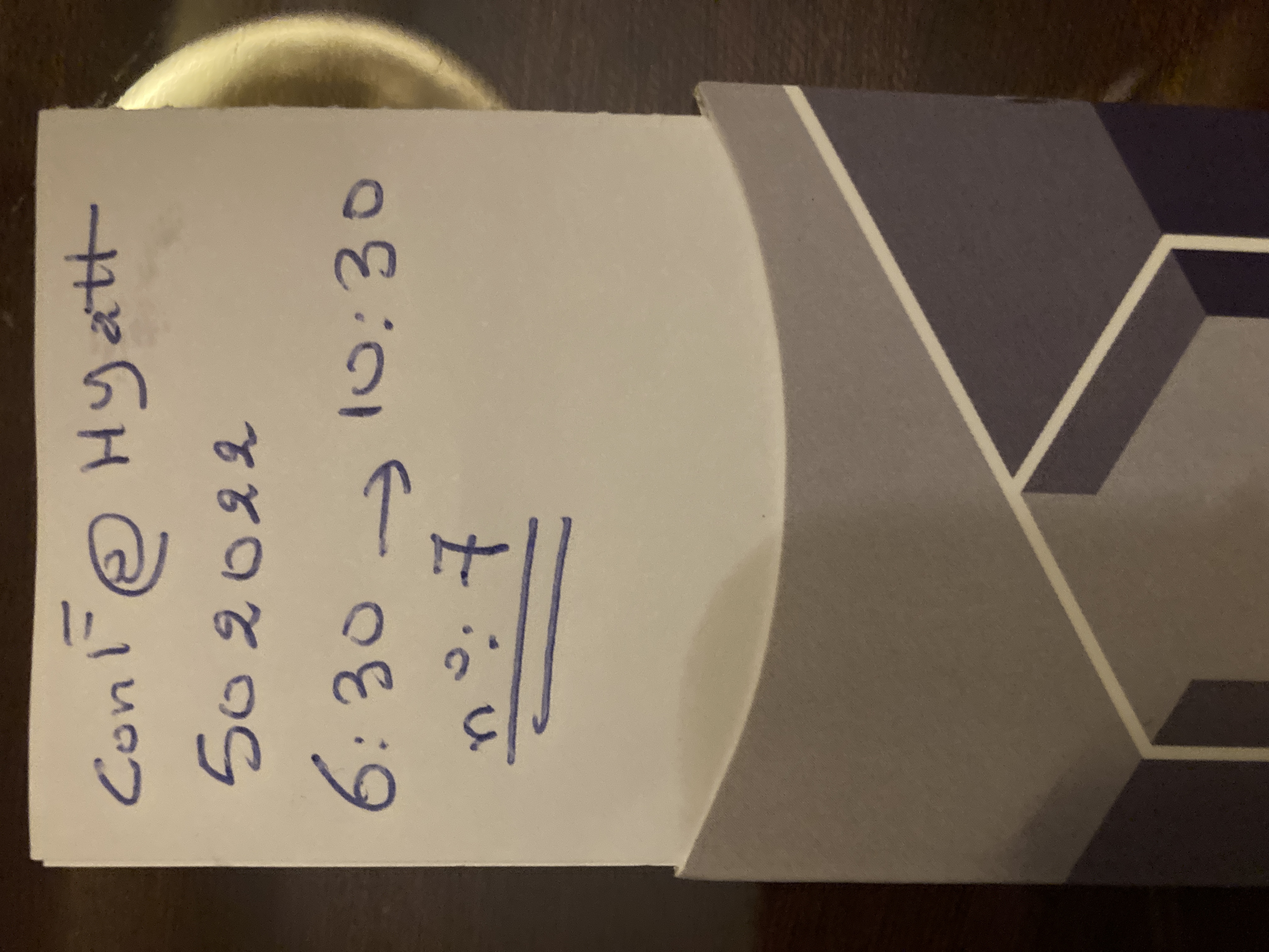 Hyatt Regency Casablanca written note at check in Hyatt Regency Casablanca written note at check in