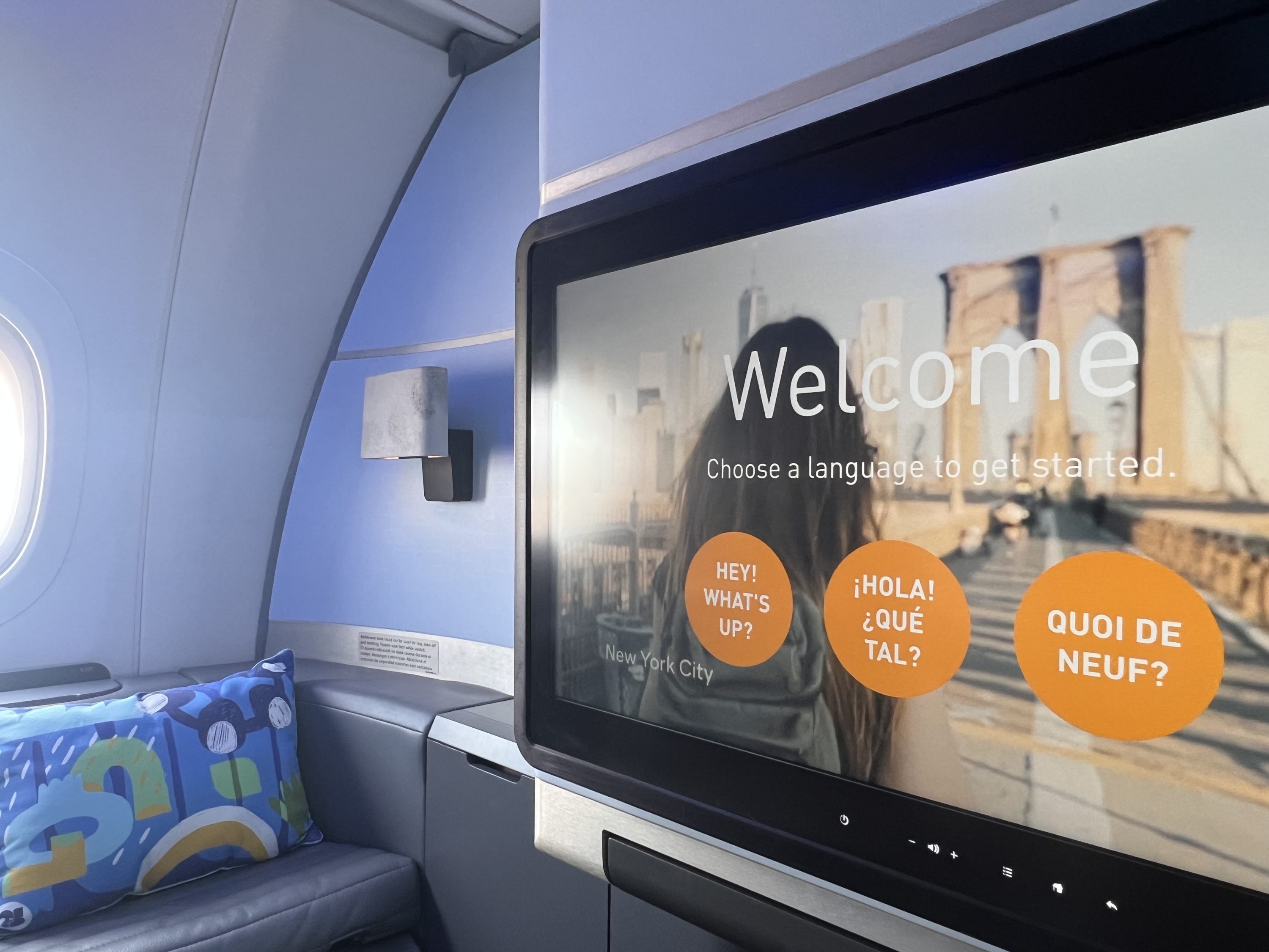 JetBlue Mint Studio Airbus A321LR IFE screen