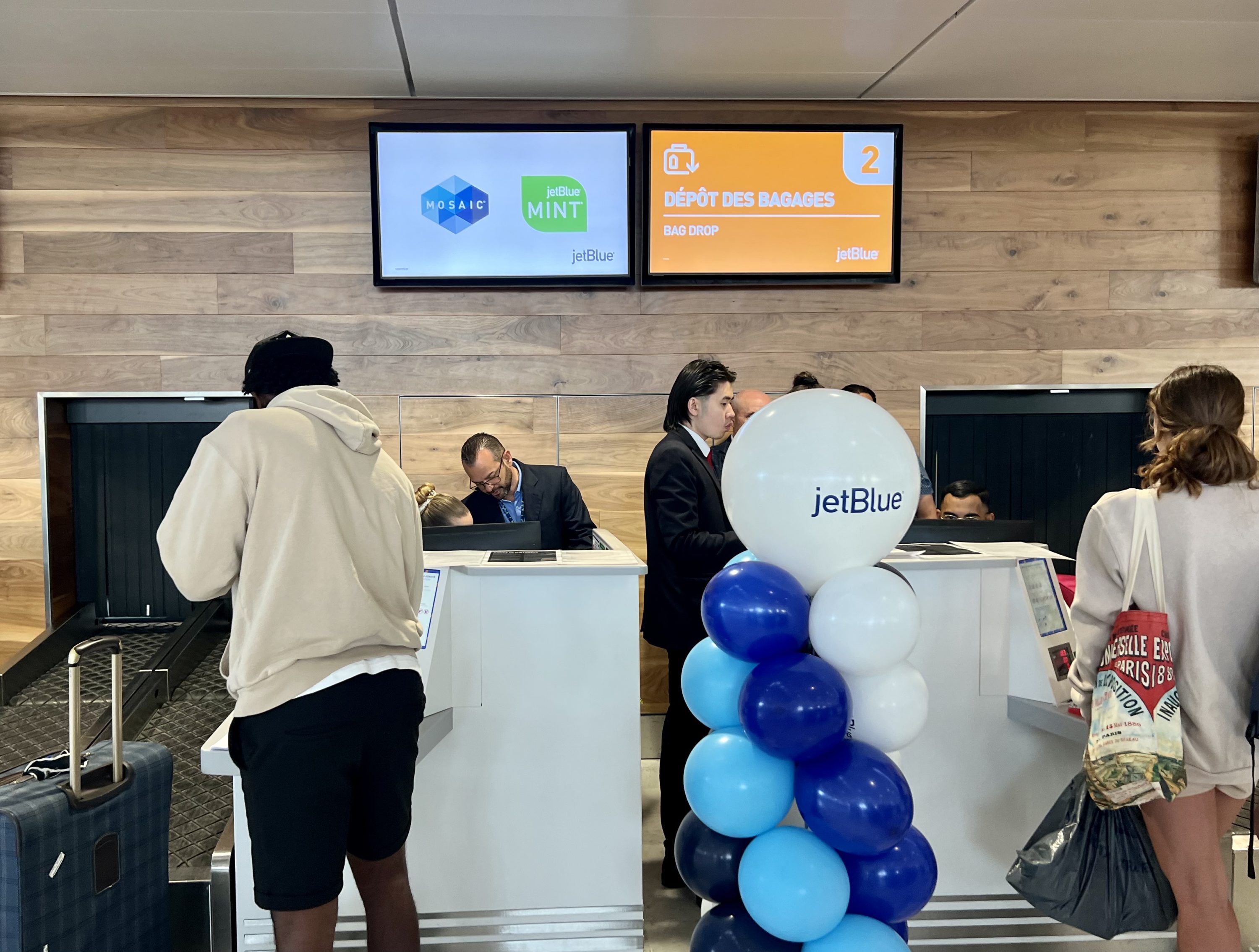 JetBlue Mint Studio CDG Mosaic and Mint check in