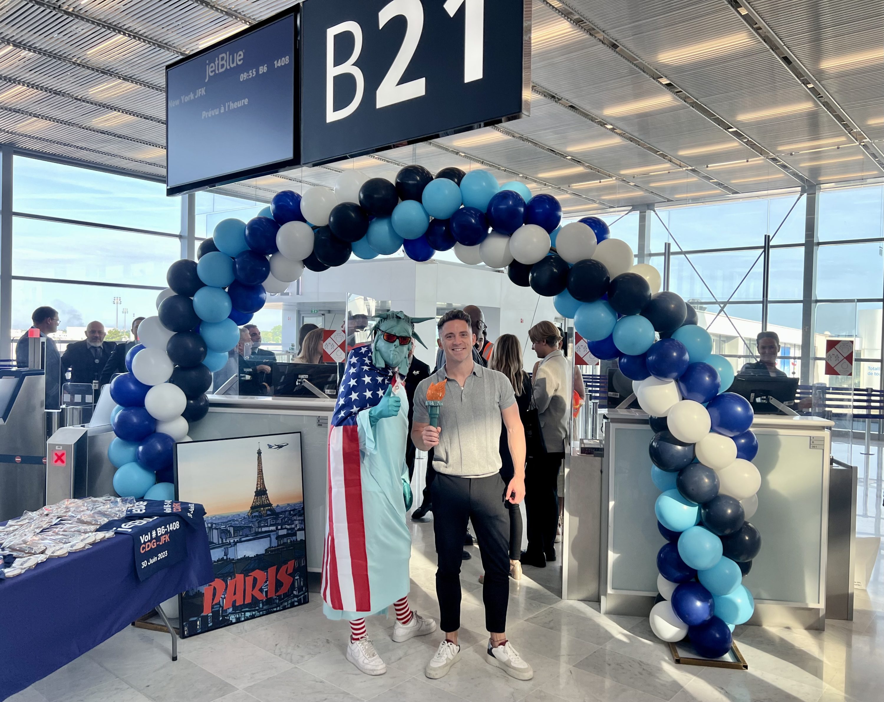JetBlue Mint Studio Paris CDG Gate B21 celebrations