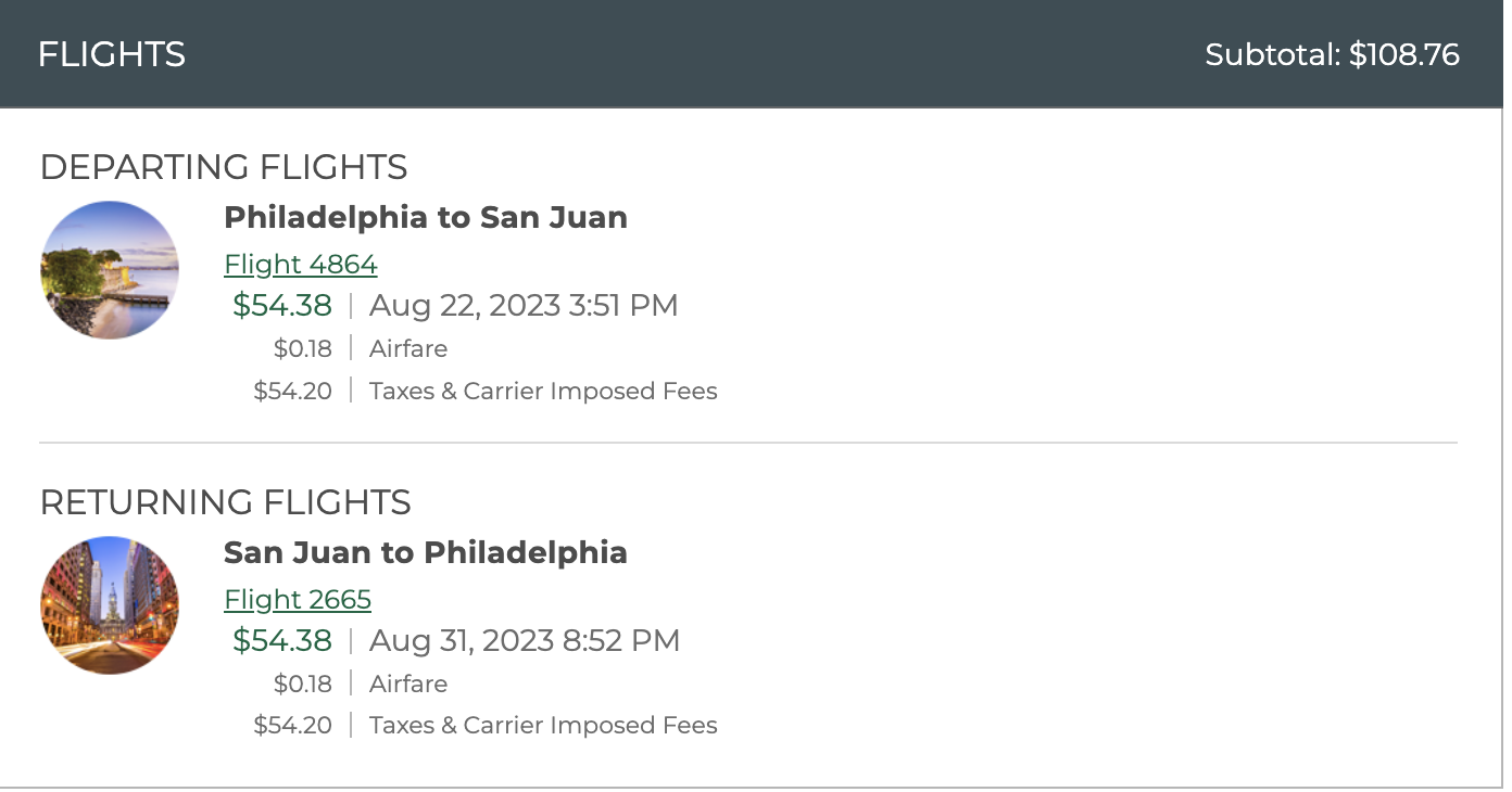 Philadelphia to San Juan Philadelphia to San Juan