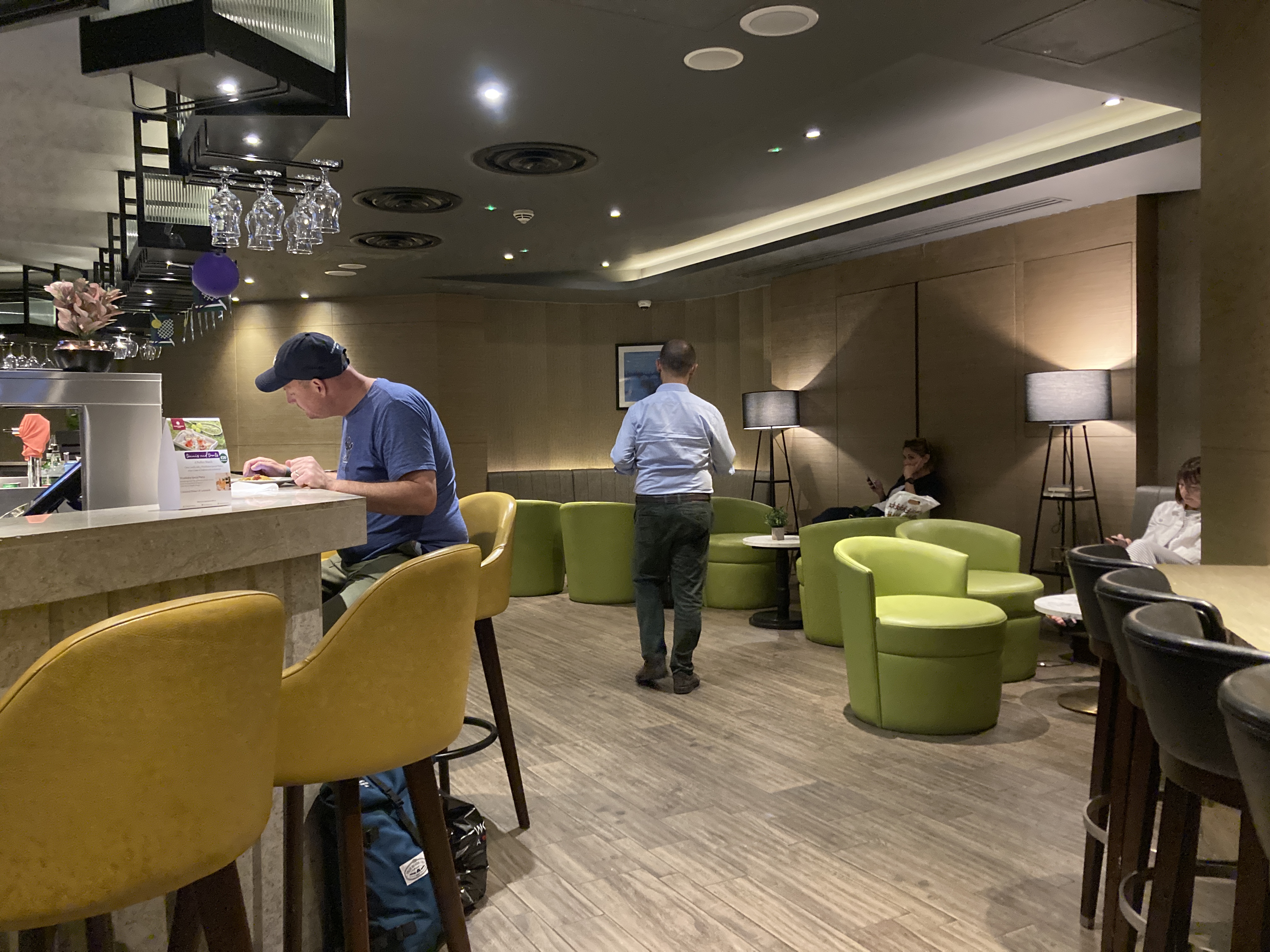 Plaza Premium Lounge LHR bar seating Plaza Premium Lounge LHR bar seating