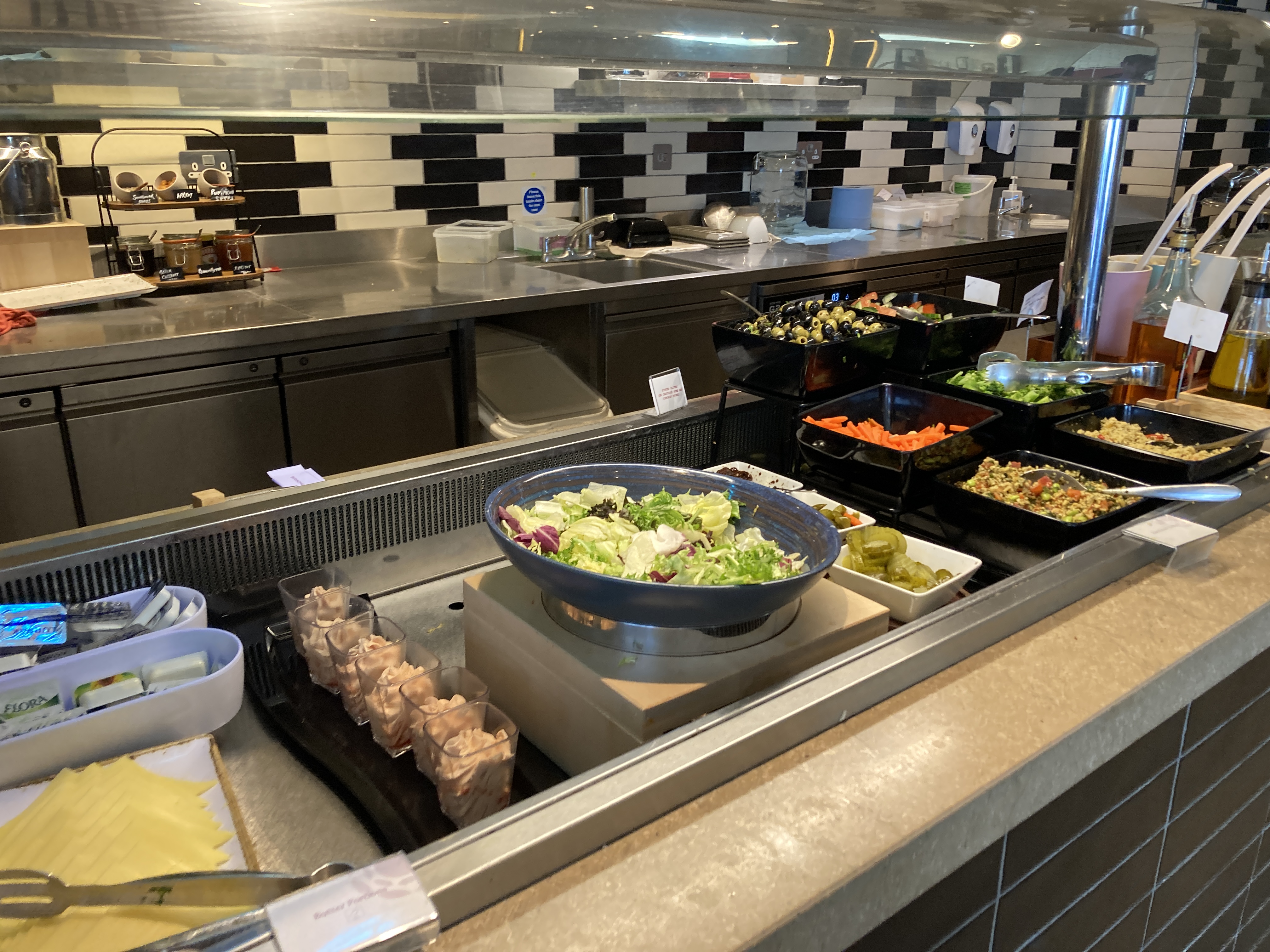 Plaza Premium Lounge LHR salad bar Plaza Premium Lounge LHR salad bar