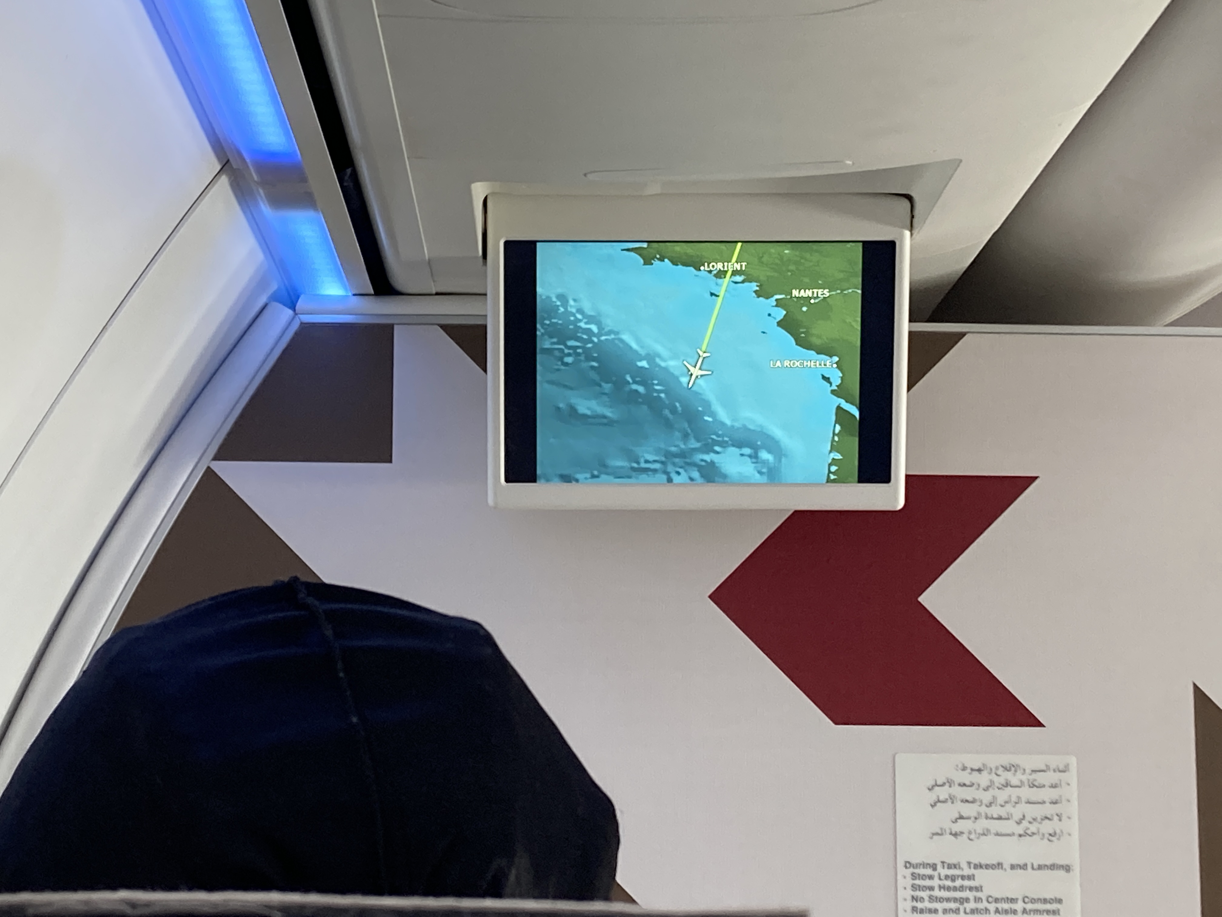 Royal Air Maroc Boeing 737 MAX 8 business class LHR CMN overhead screens flight map Royal Air Maroc Boeing 737 MAX 8 business class LHR CMN overhead screens flight map