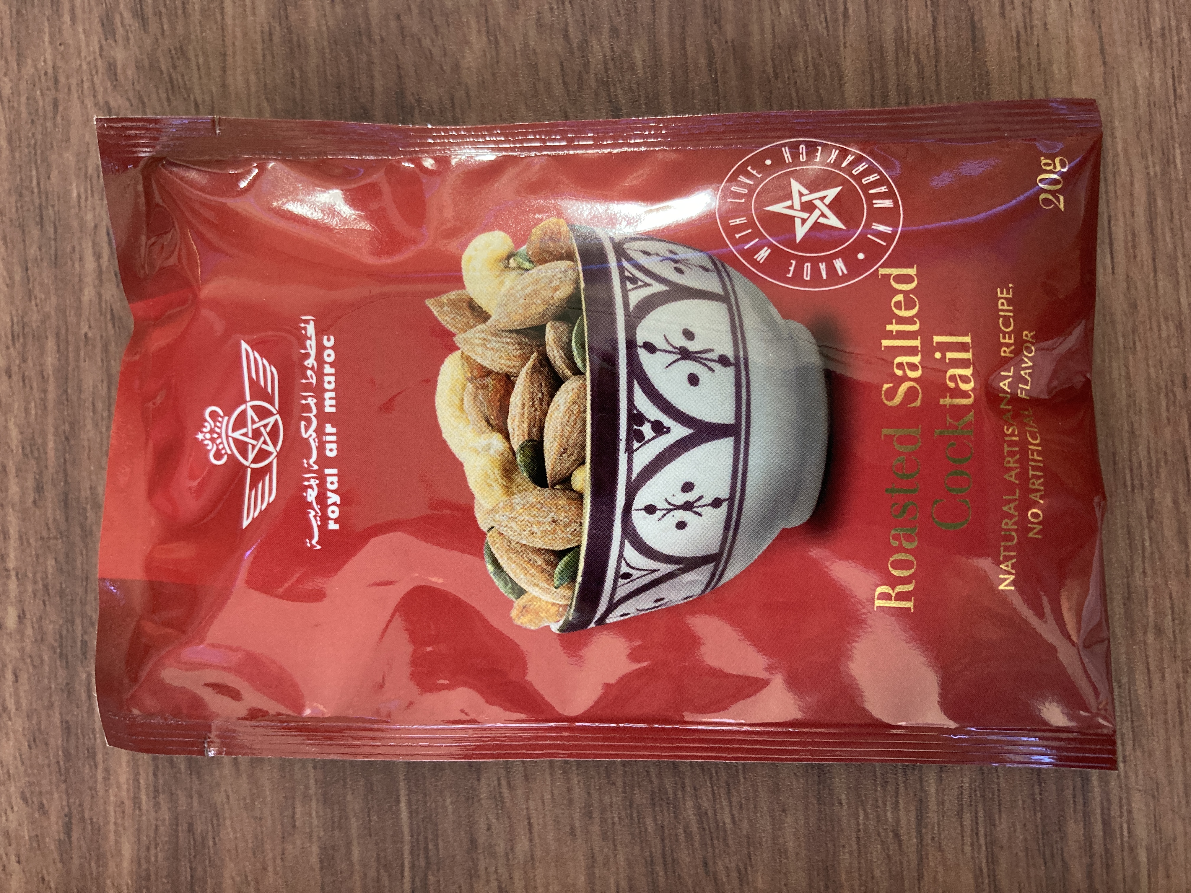Royal Air Maroc Boeing 737 MAX 8 business class LHR CMN pack of nuts Royal Air Maroc Boeing 737 MAX 8 business class LHR CMN pack of nuts