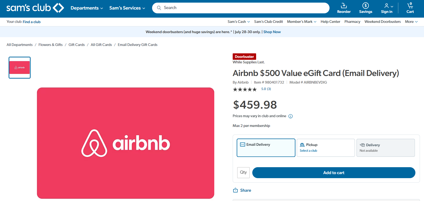 Sams Club Airbnb