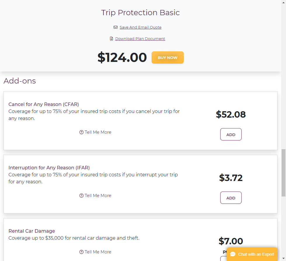 Seven Corners cancel for any reason travel insurance add on option Seven Corners cancel for any reason travel insurance add on option