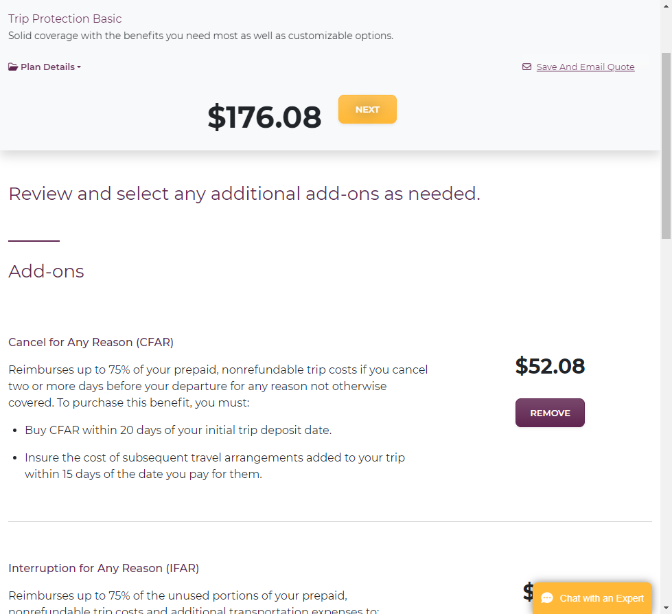 Seven Corners travel insurance CFAR added Seven Corners travel insurance CFAR added