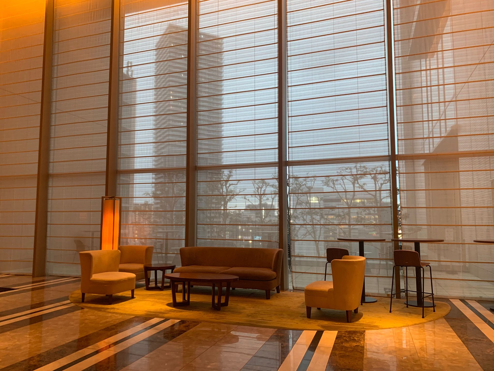 Sheraton Grand Hiroshima lobby seating by window Sheraton Grand Hiroshima lobby seating by window