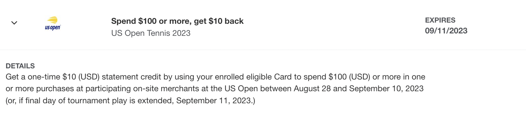 Amex Offer U.S. Open Amex Offer U.S. Open