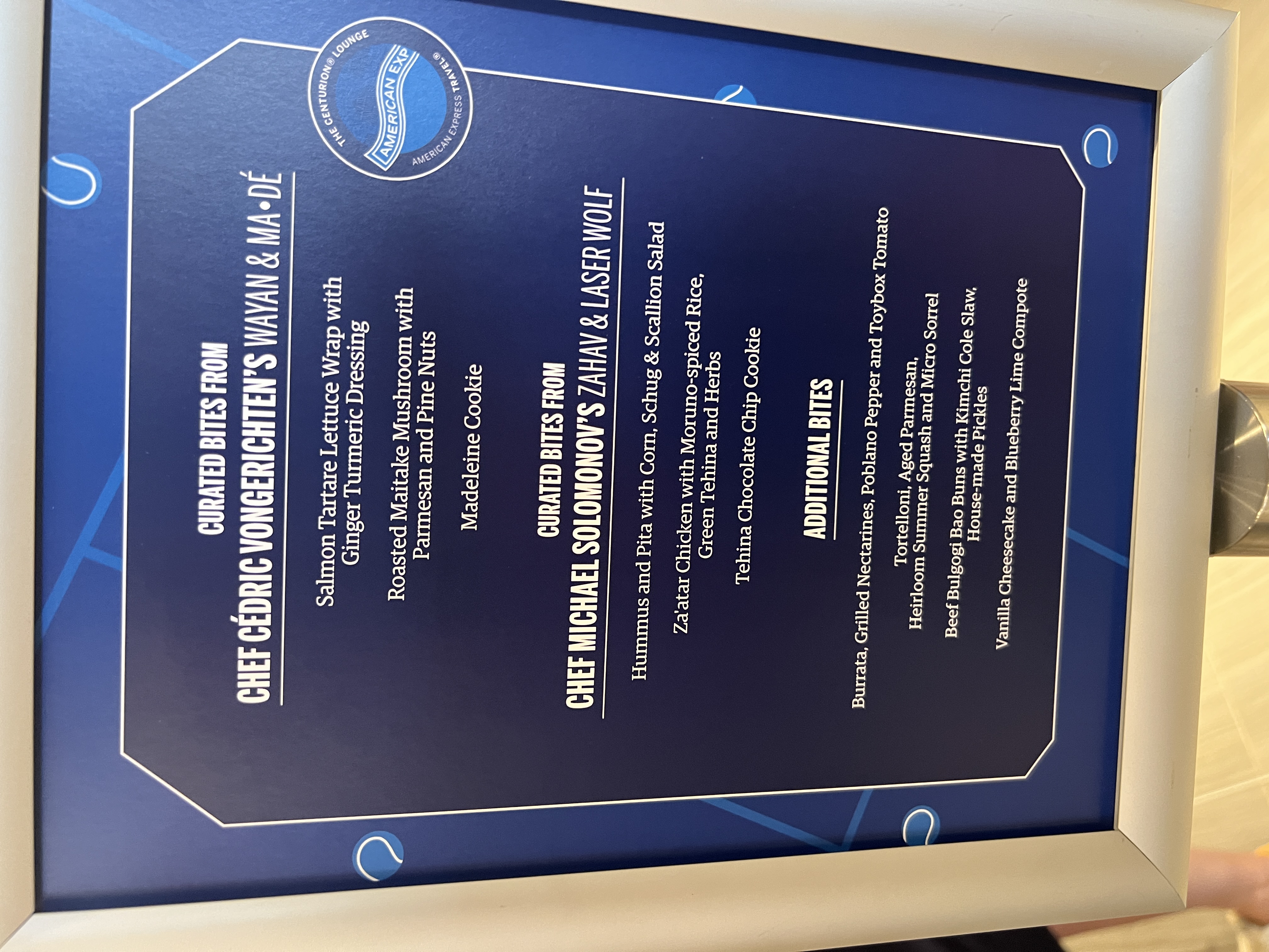 Amex US Open Centurion Menu Amex US Open Centurion Menu