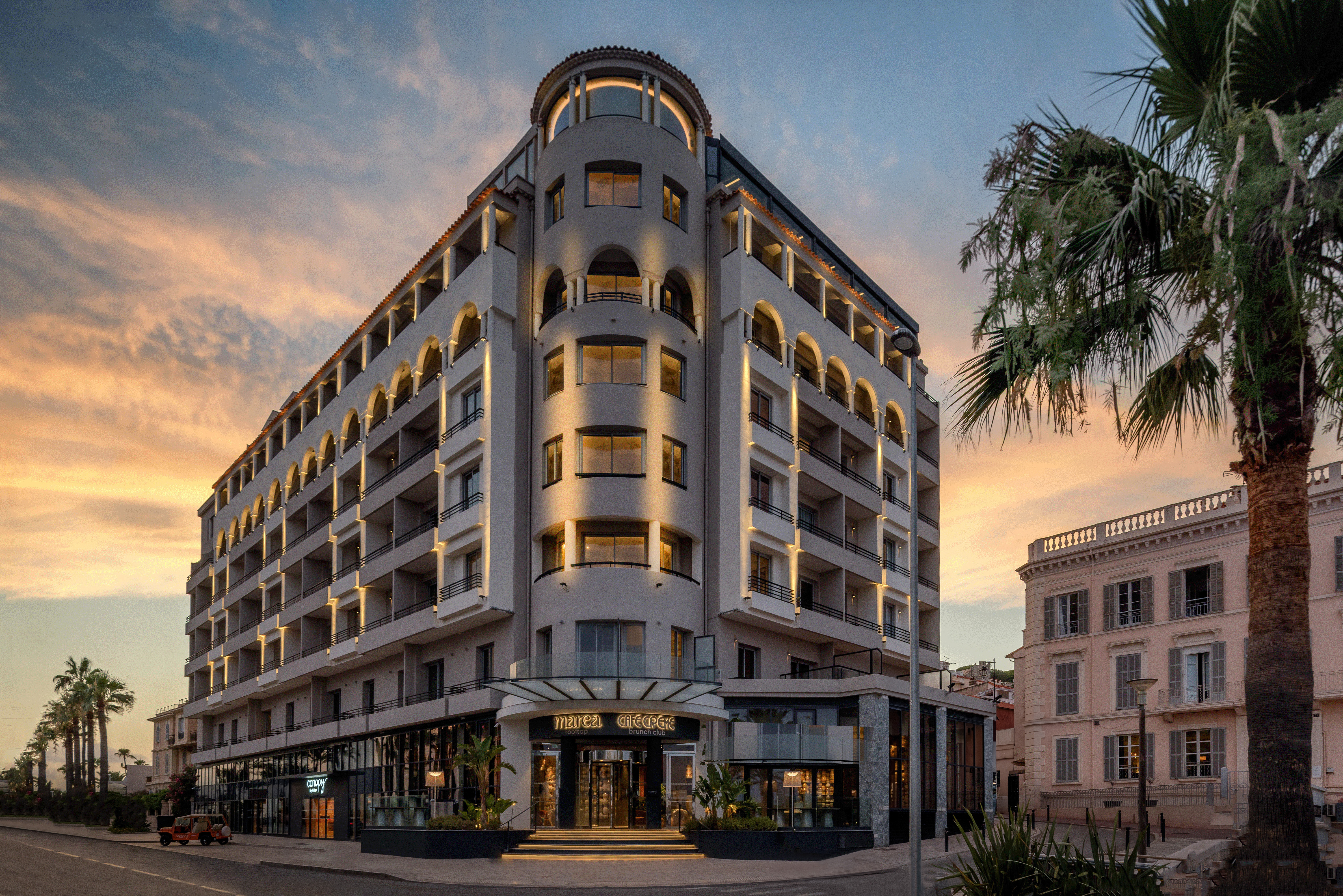 Canopy by Hilton Cannes Exterior at Sunset Canopy by Hilton Cannes Exterior at Sunset