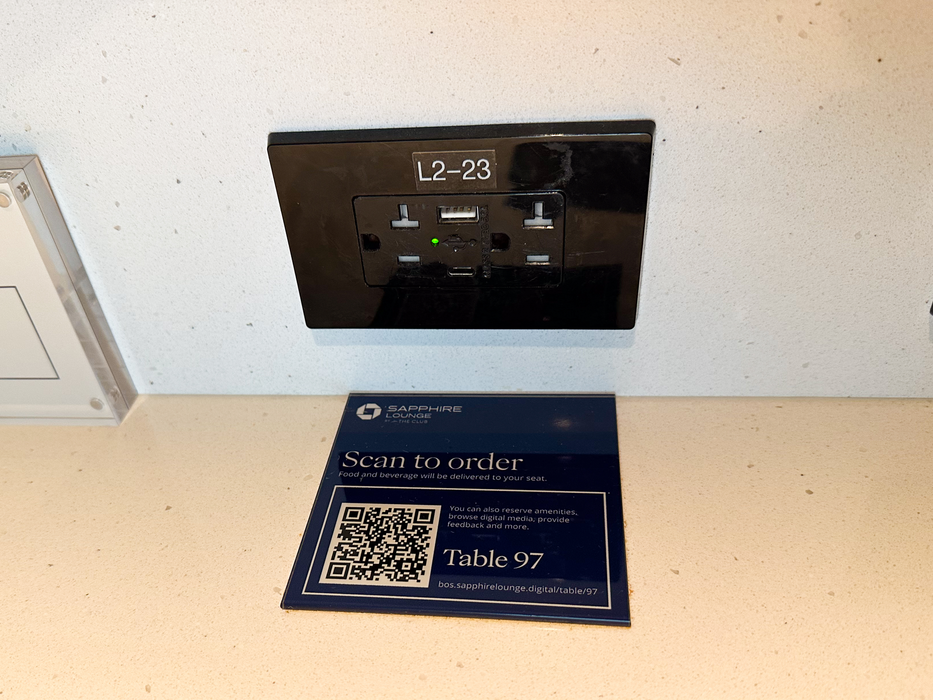 Chase Sapphire Lounge Table Service