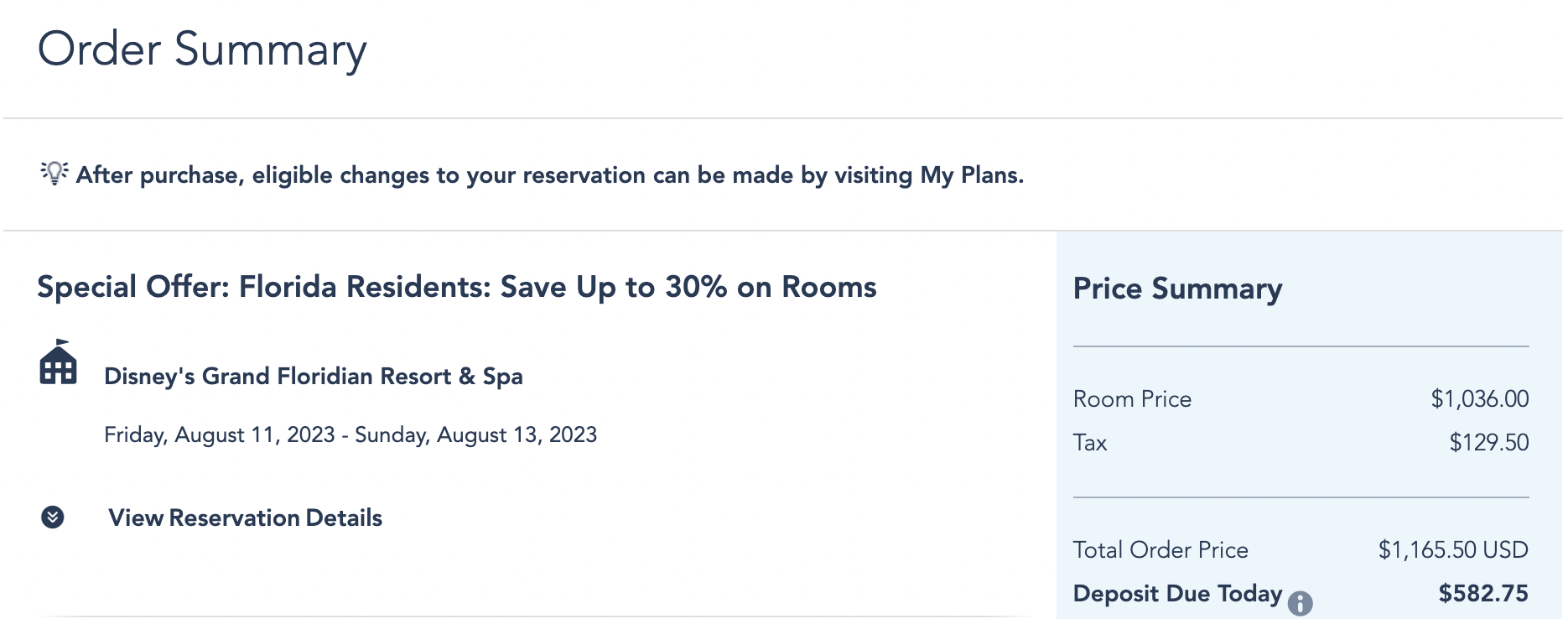 Disneys Grand Floridian Total Room Cost
