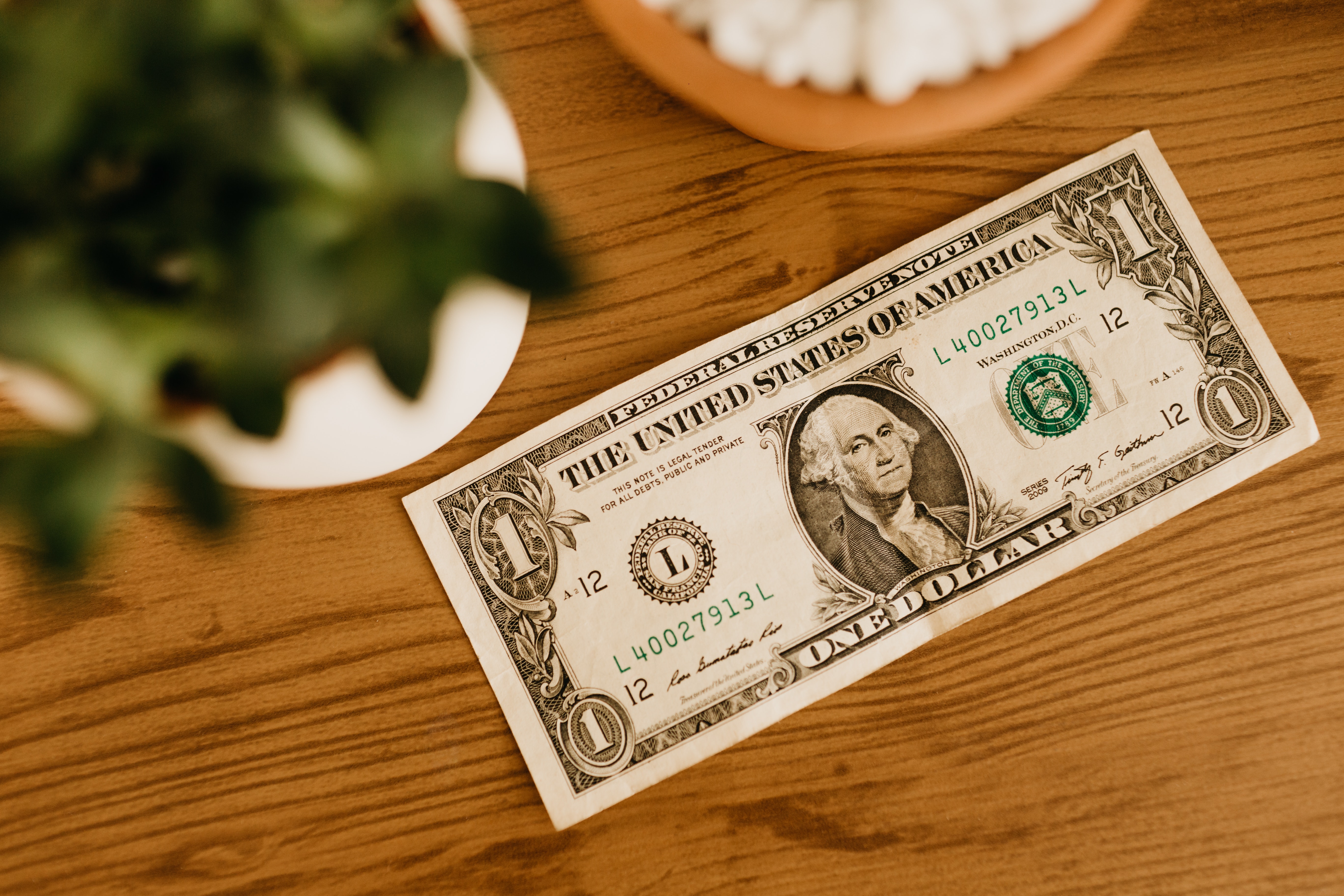 Dollar Bill on Table Dollar Bill on Table