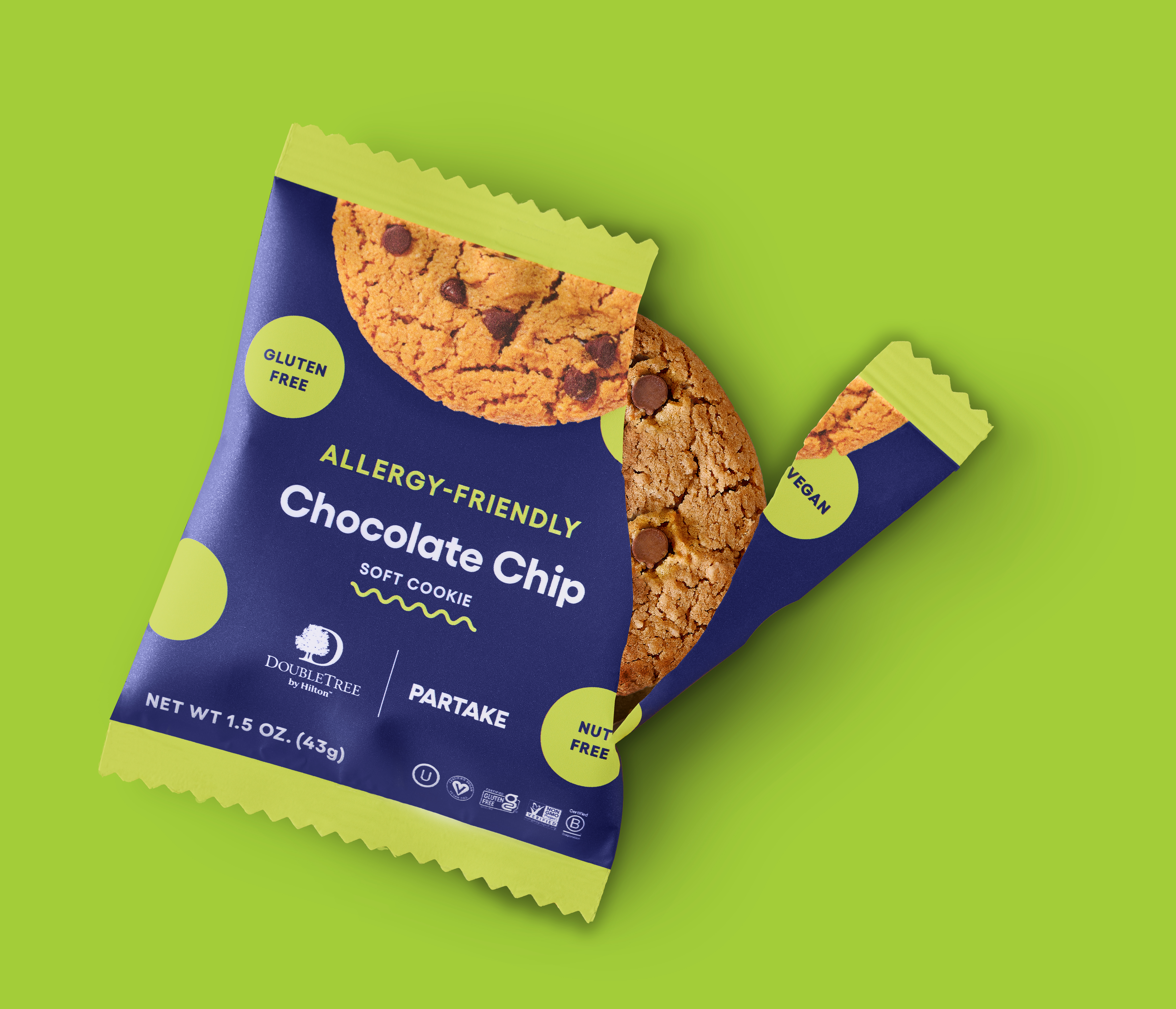 DoubleTree by Hilton Allergy friendly soft chocolate chip cookie Packaging DoubleTree by Hilton Allergy friendly soft chocolate chip cookie Packaging