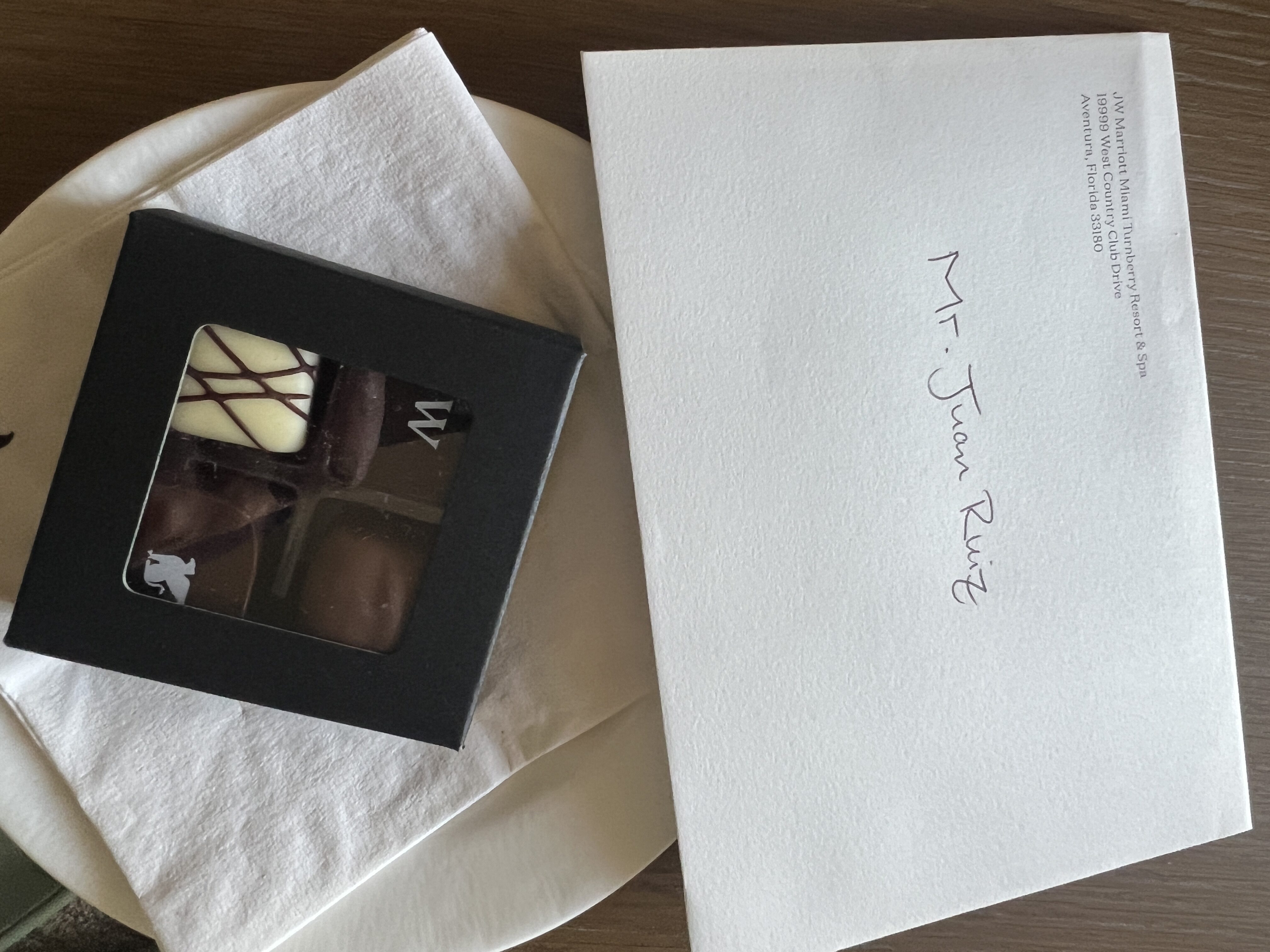 JW Marriott Turnberry amenity chocolates JW Marriott Turnberry amenity chocolates