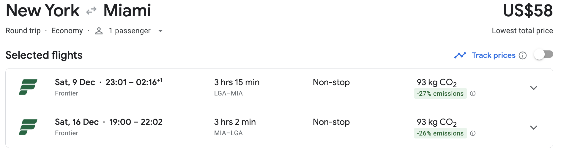 New York to Miami in December New York to Miami in December
